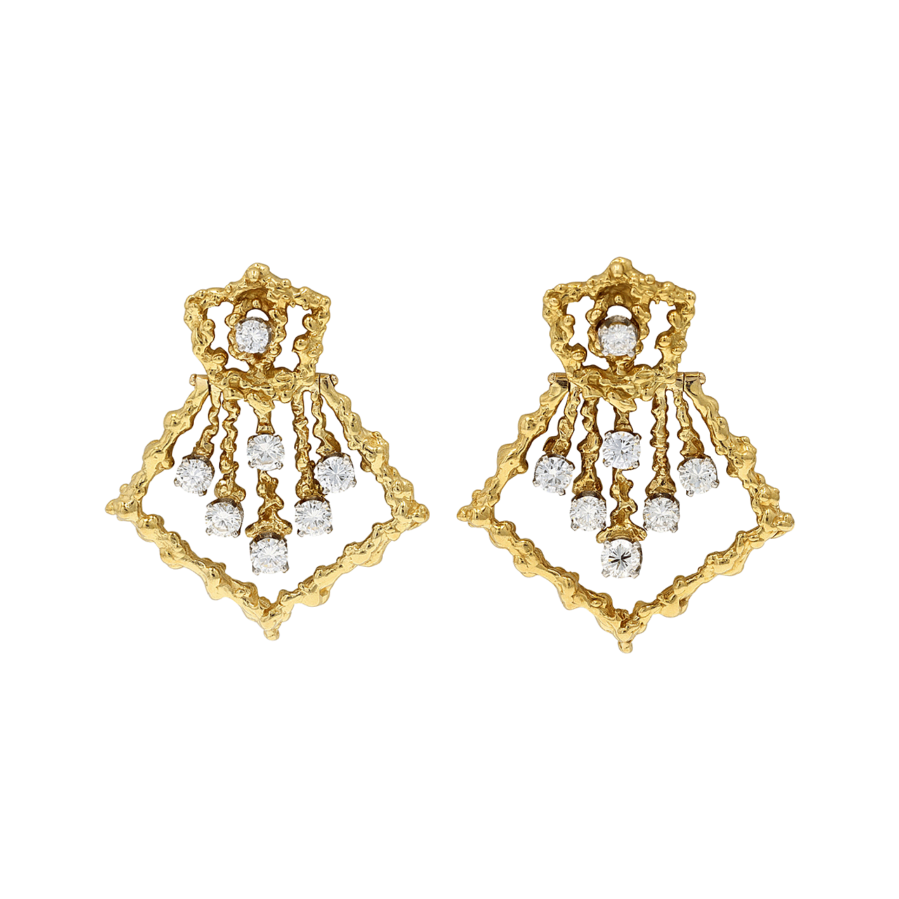 Barbara Anton Vintage 18KT Gold Diamond Earrings