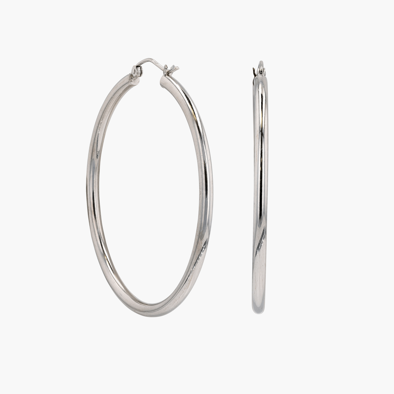 White Gold Tube Gold Hoop Earrings