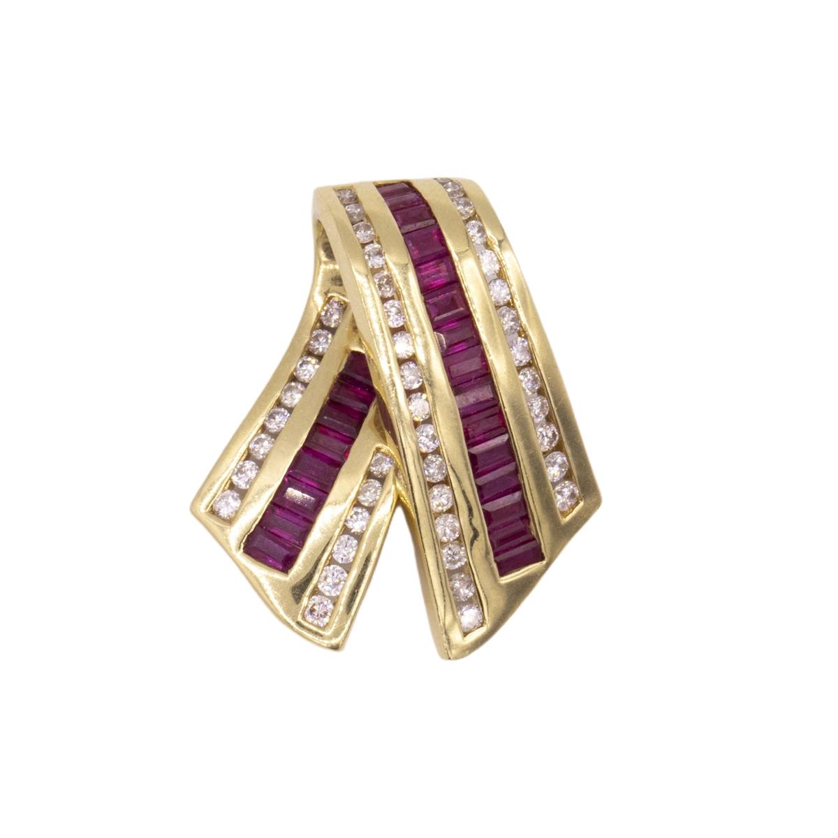 Vintage Charles Krypell Ruby & Diamond Ribbon Enhancer