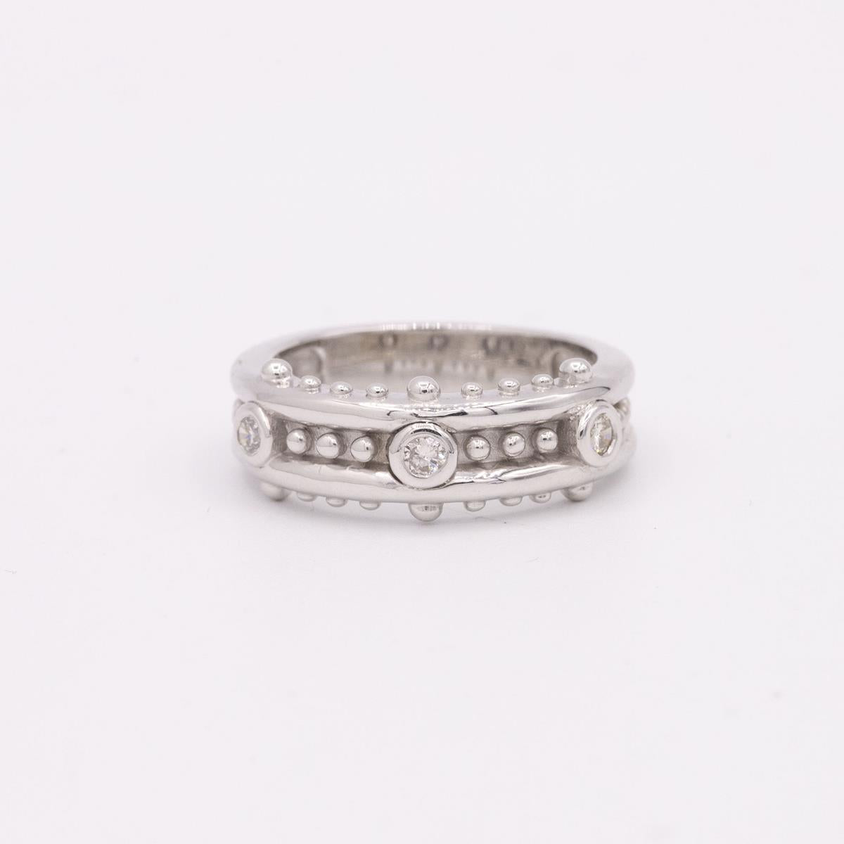18KT Gold and Diamond Milgrain Band