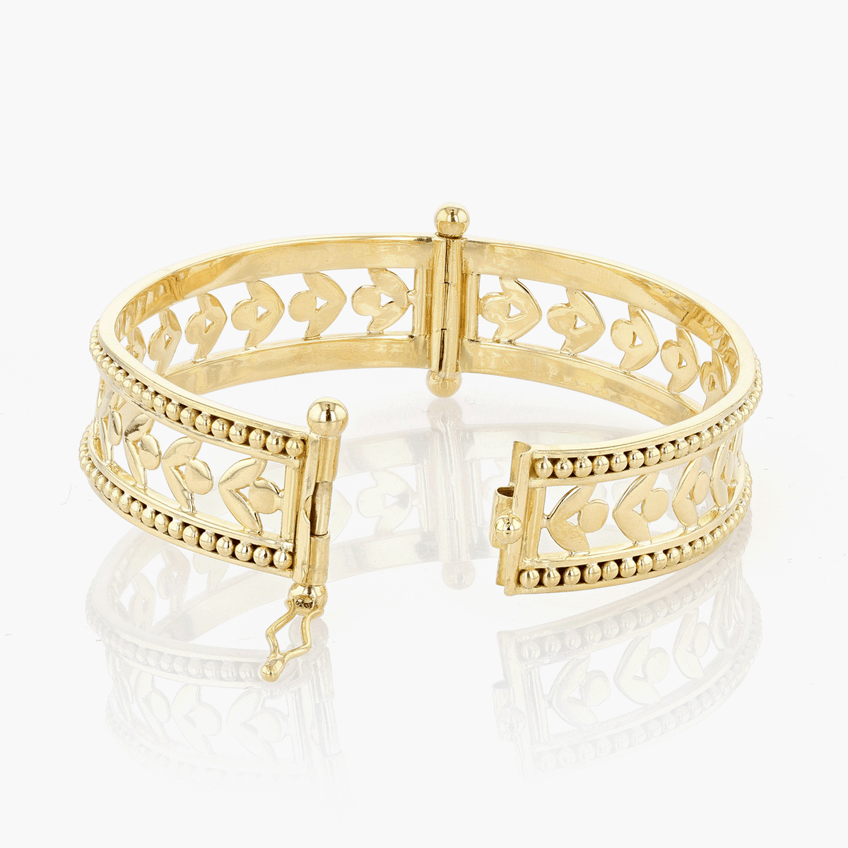 Vintage Temple St. Clair 18k Yellow Gold Open Flower Bangle