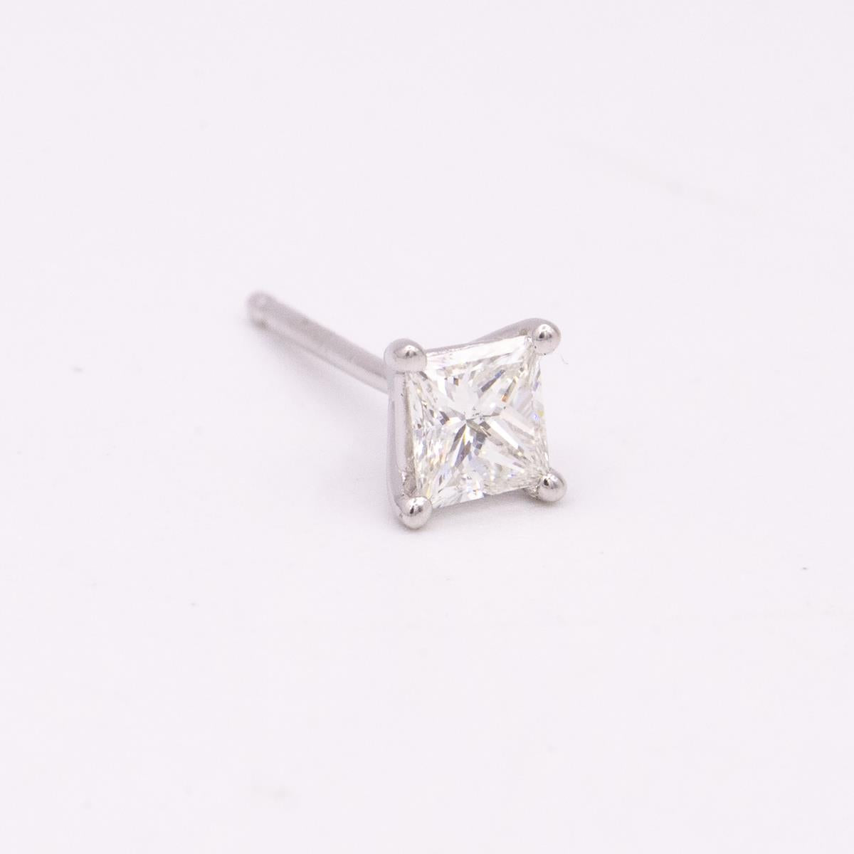 Gold Single Princess Cut Diamond Stud