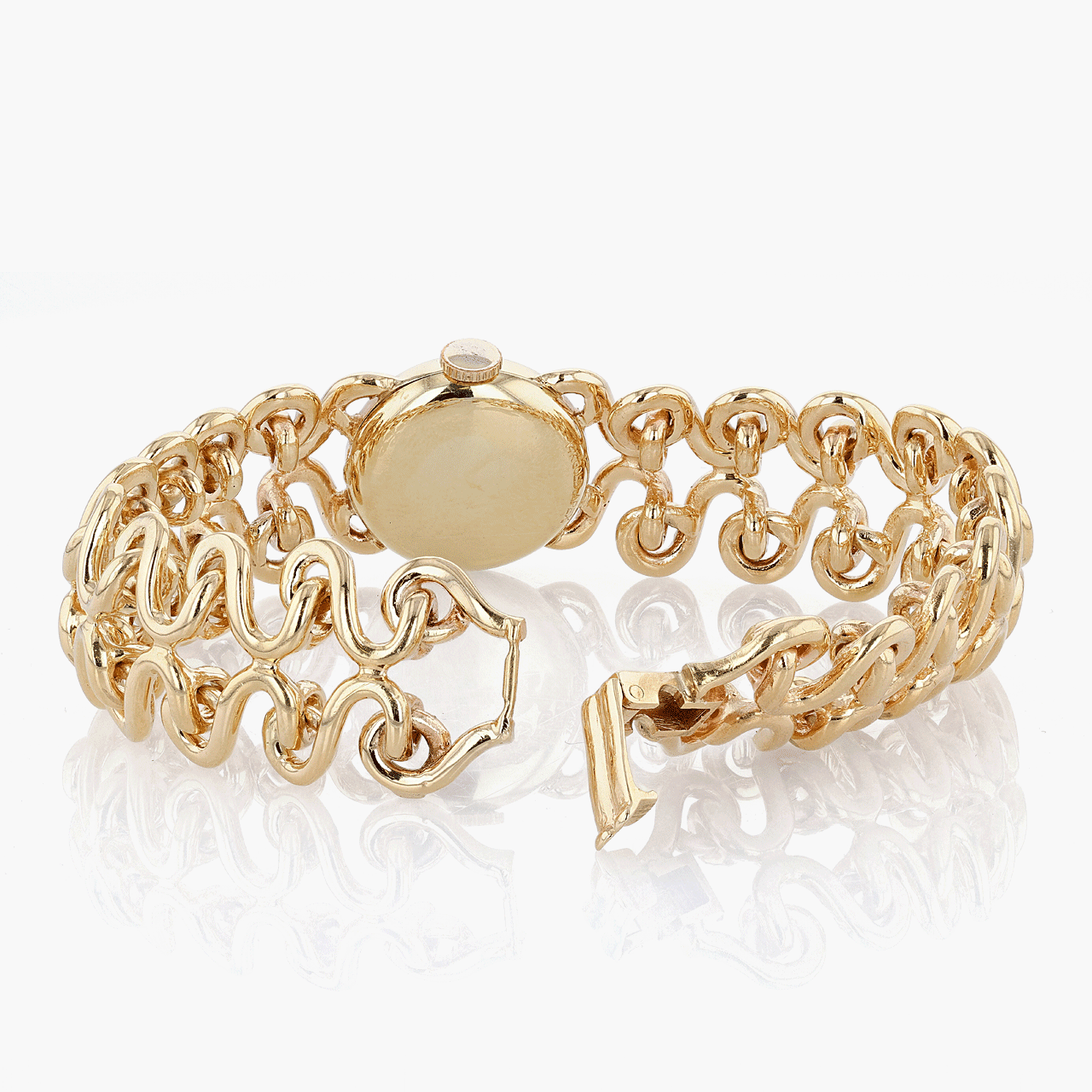 Gold LeCoultre Retro Mechanical Integrated Bracelet Watch