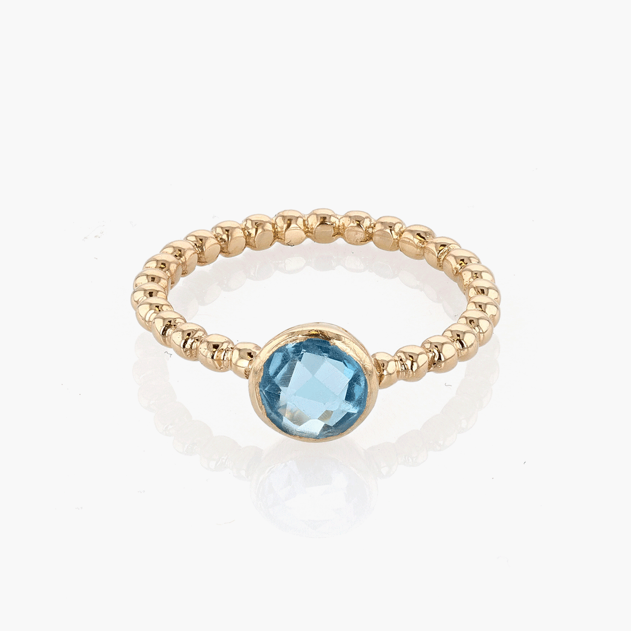 14k Yellow Gold and Blue Topaz Ring