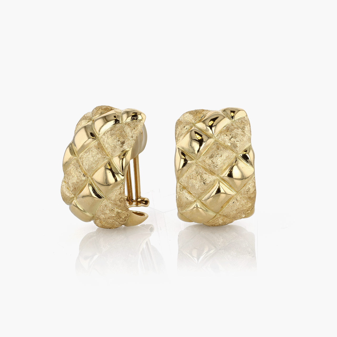 Gold Wide Quilted Half Hoop Earrings