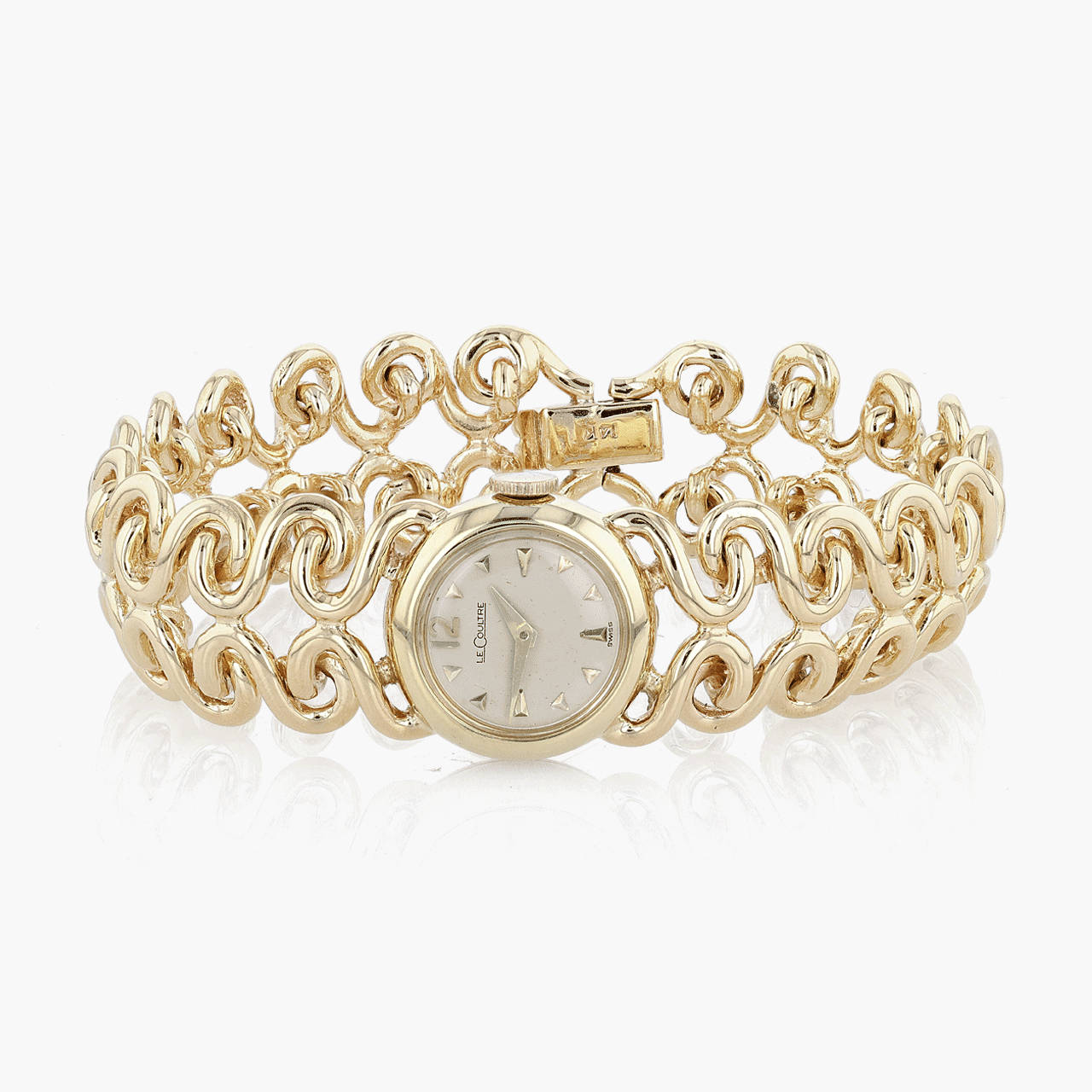 Gold LeCoultre Retro Mechanical Integrated Bracelet Watch