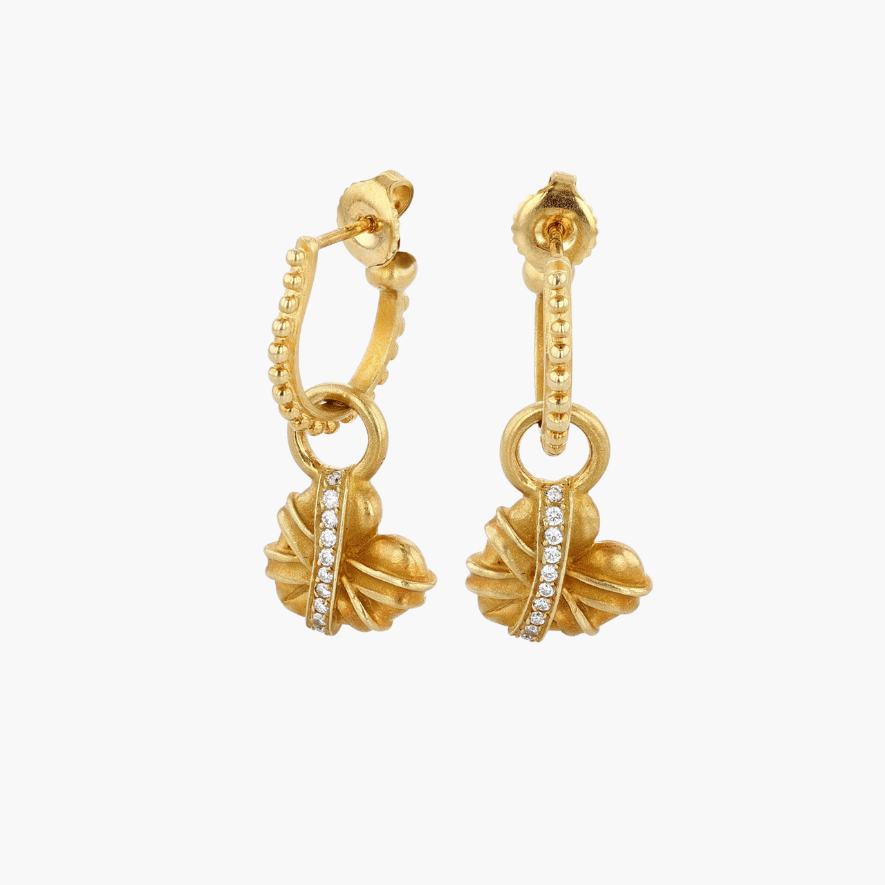 18k Gold Barry Keiselstein Cord Heart Earrings Circa 1998