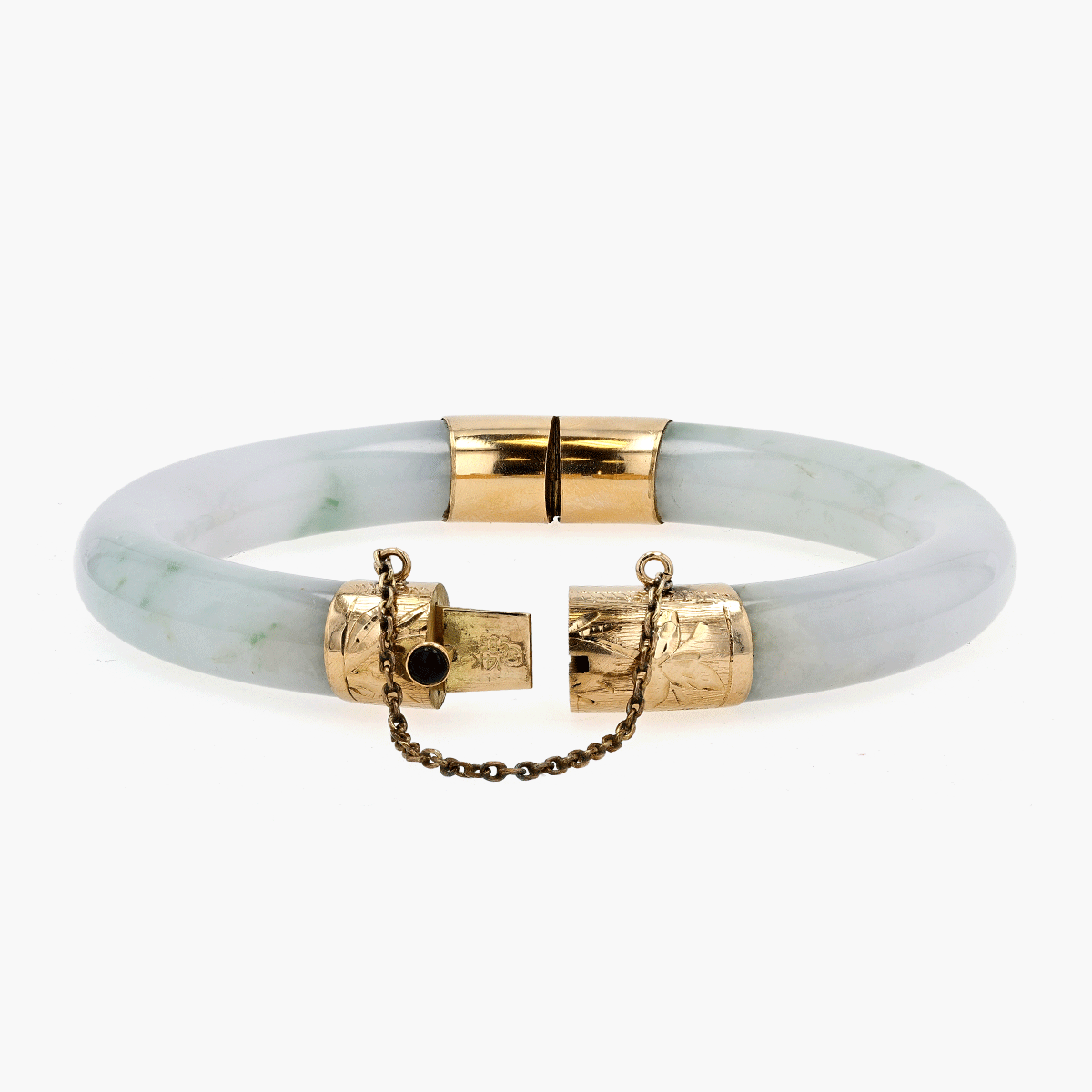 14k Yellow Gold and Jade Bangle Bracelet