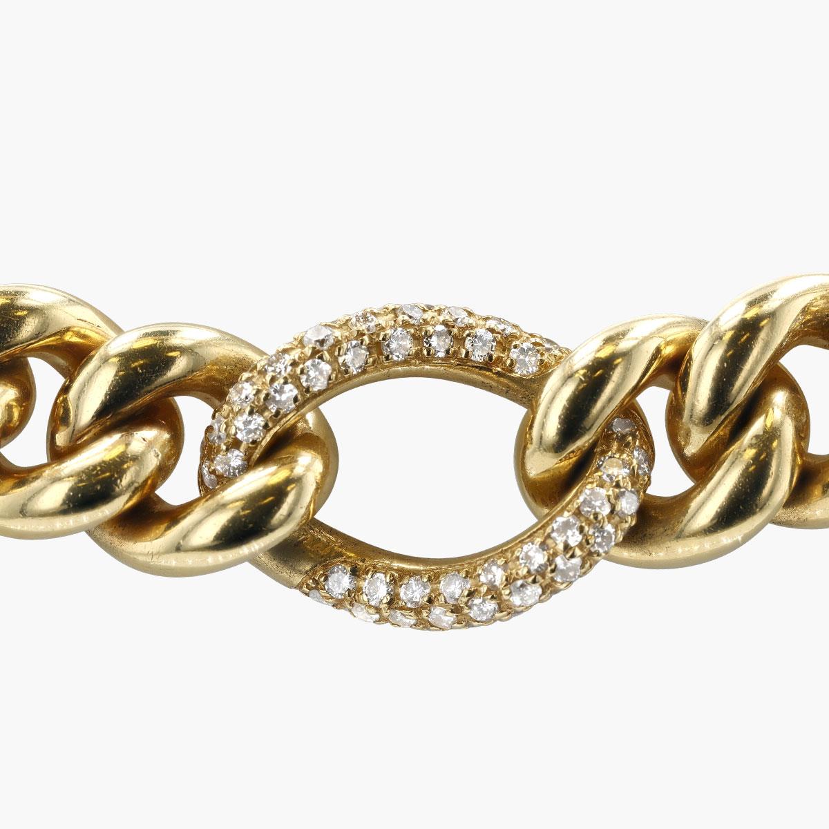 Vintage 18KT Gold Diamond Curb Link Necklace