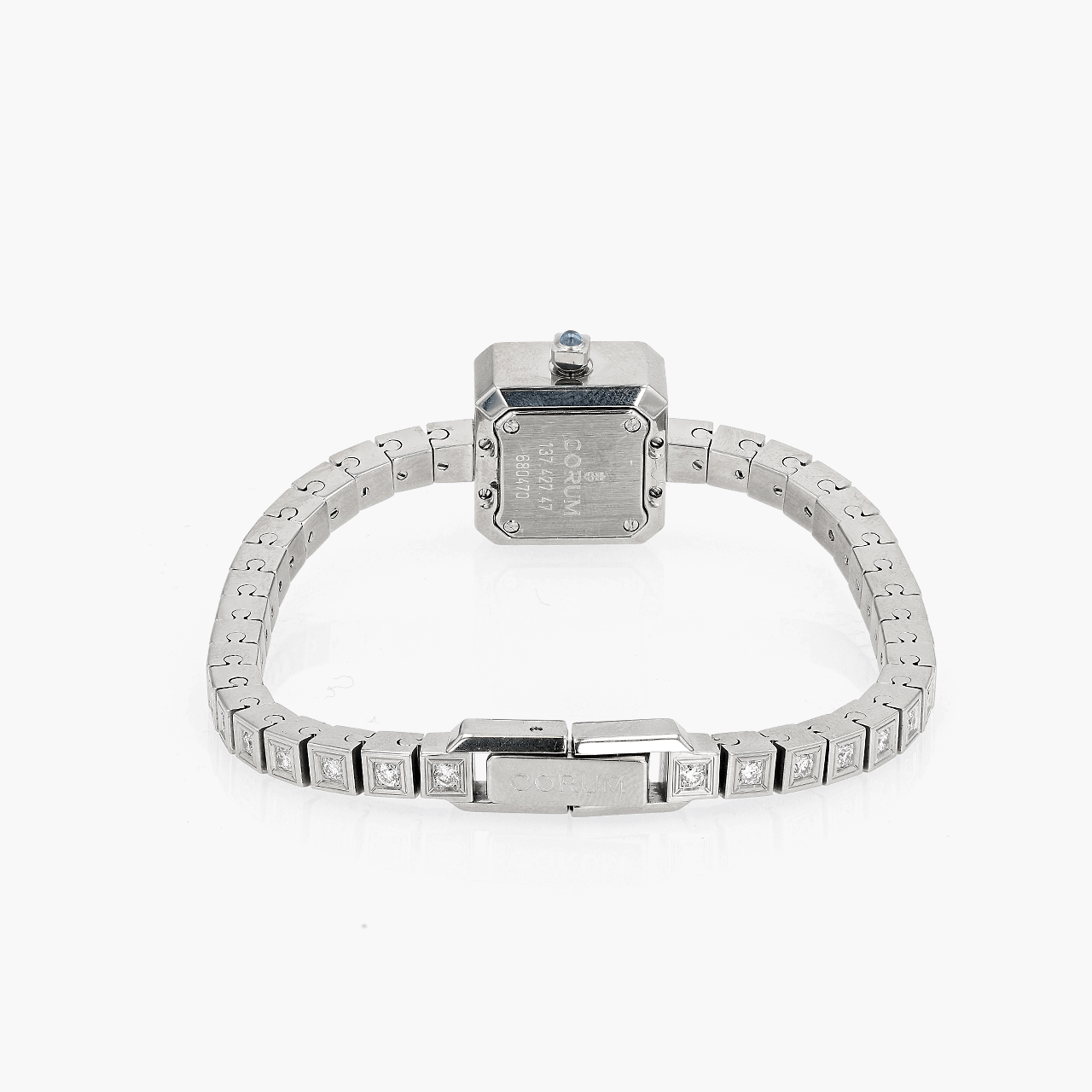 Stainless Steel Corum Sugar Cube with Diamond Bracelet