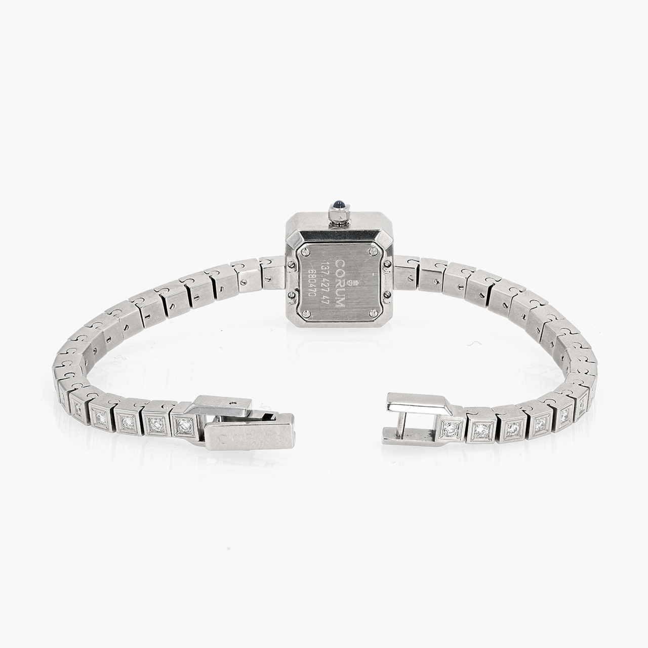 Stainless Steel Corum Sugar Cube with Diamond Bracelet