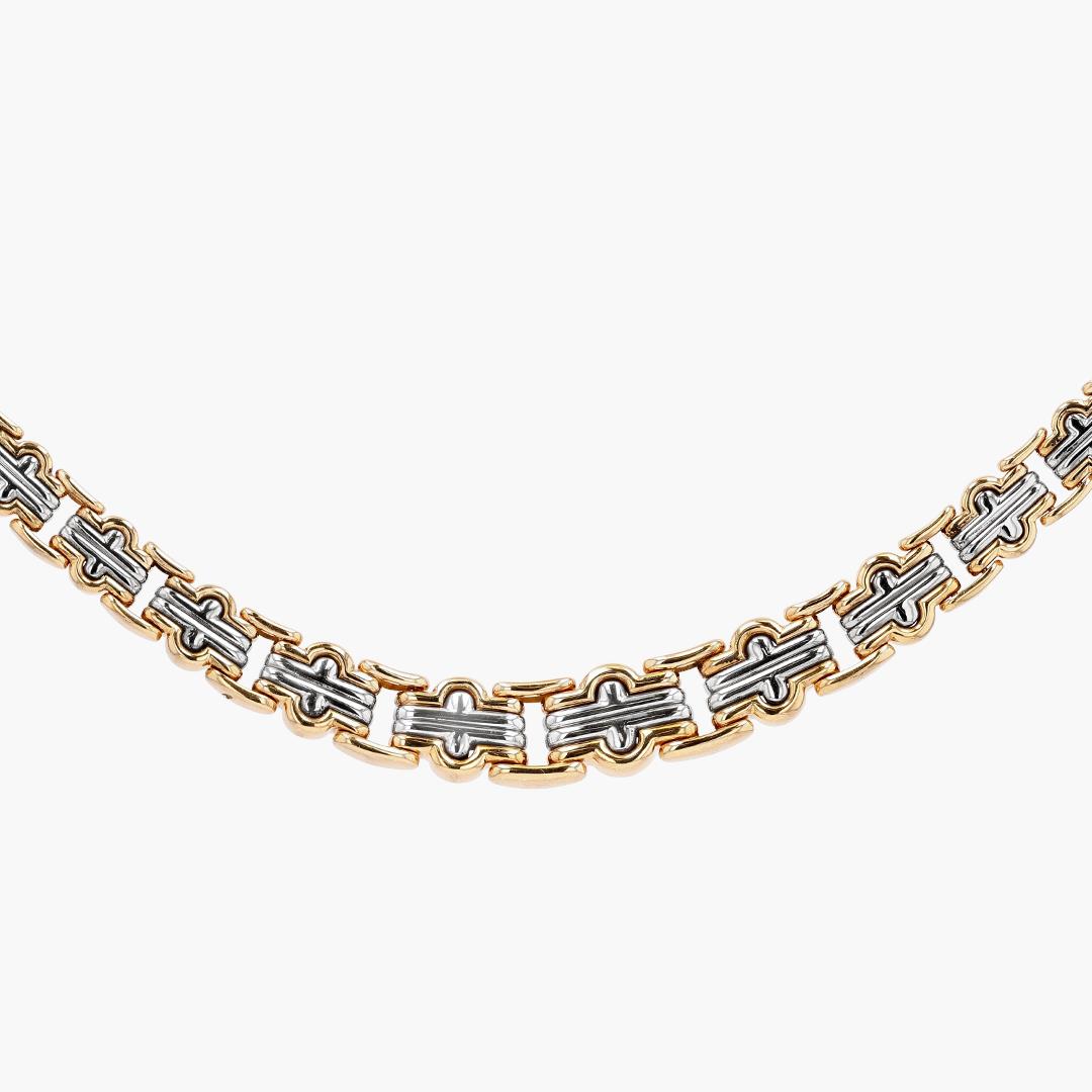 Vintage Bulgari Parentesi 18KT Gold and Sterling Silver Necklace