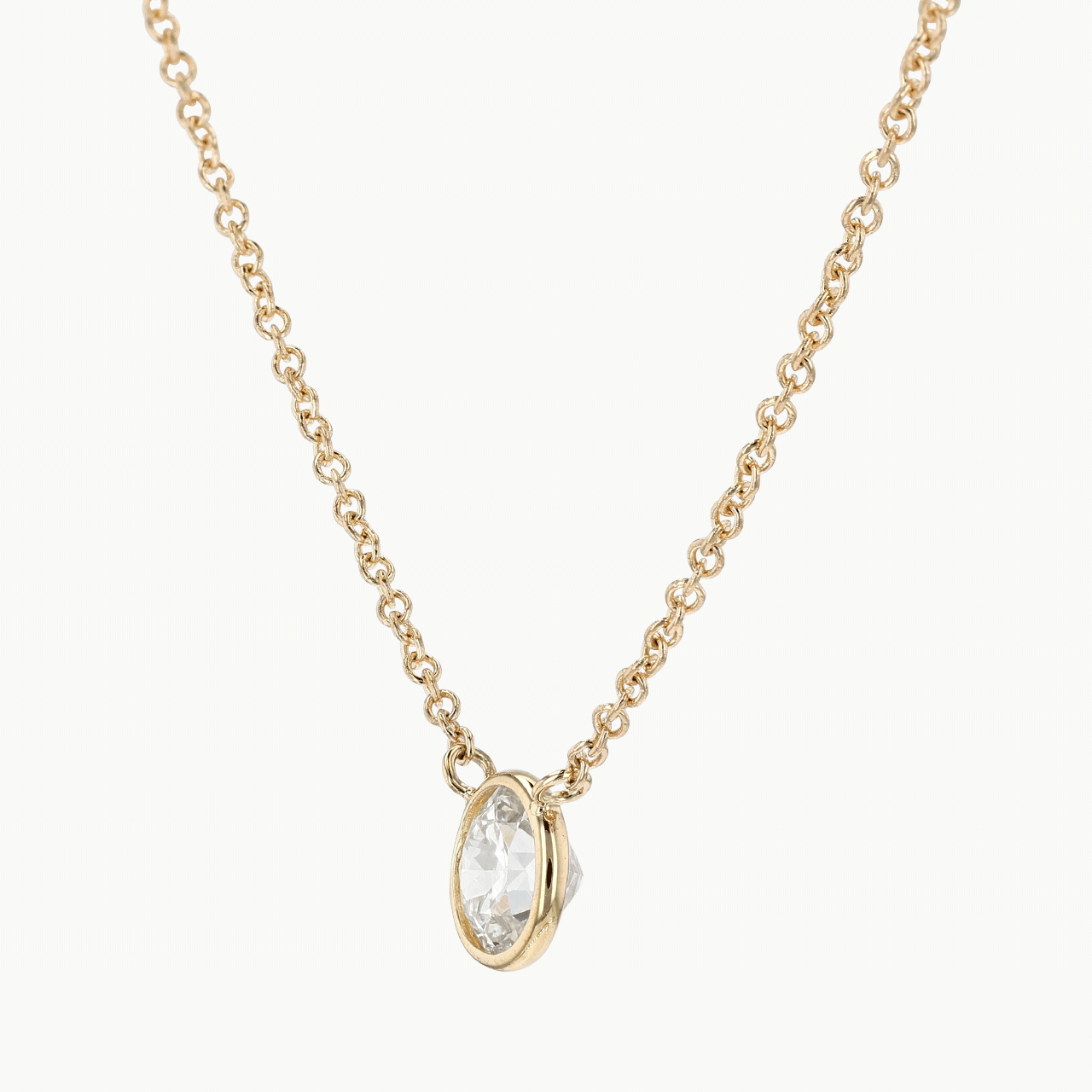 Gold and Diamond Bezel Pendant Necklace