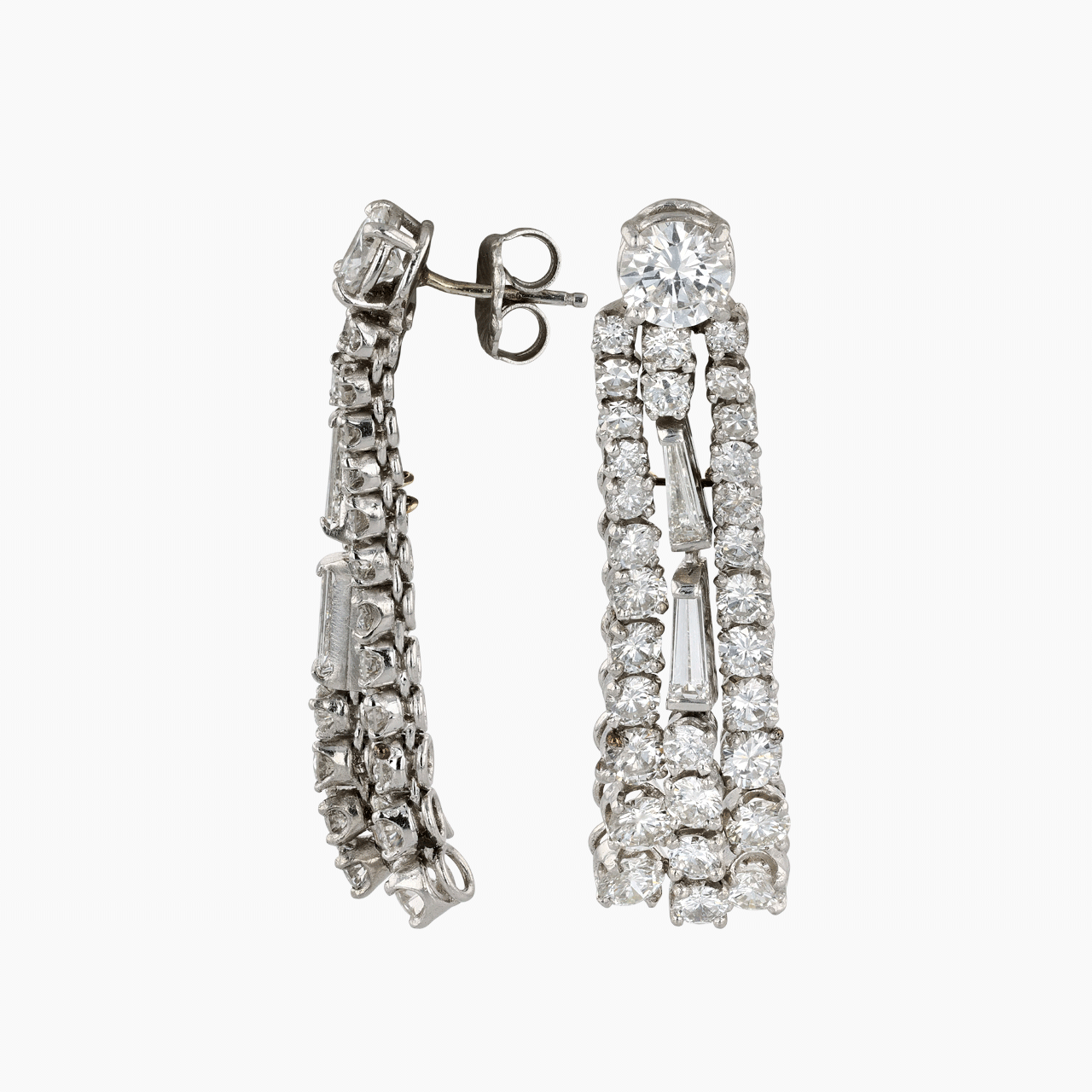 Platinum and Diamond Tassel Earrings
