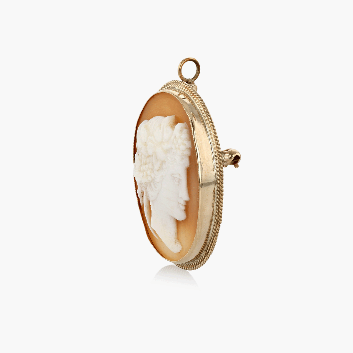 Vintage Gold and Shell Cameo Brooch
