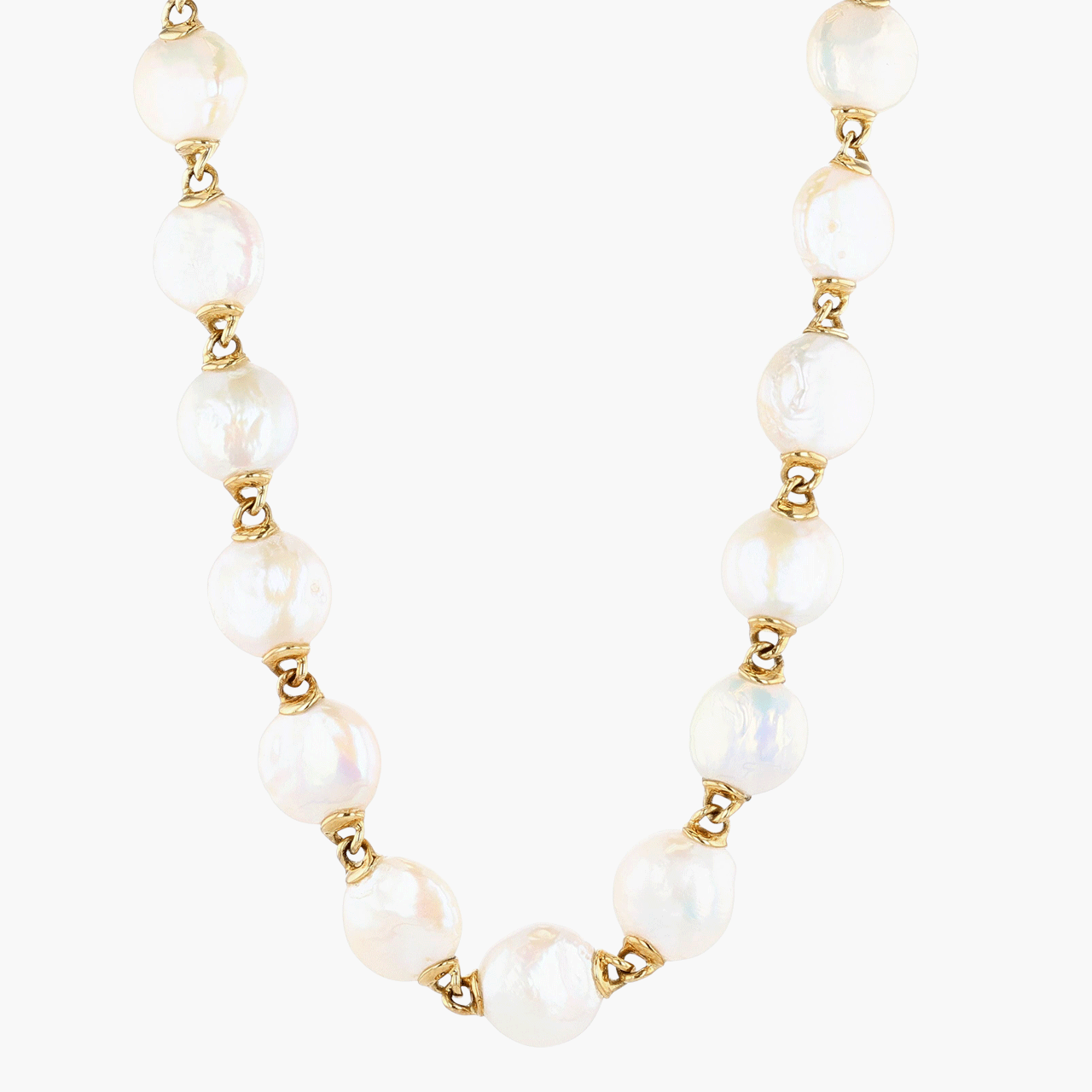 Gold and Coin Pearl Yvel Biwa Necklace