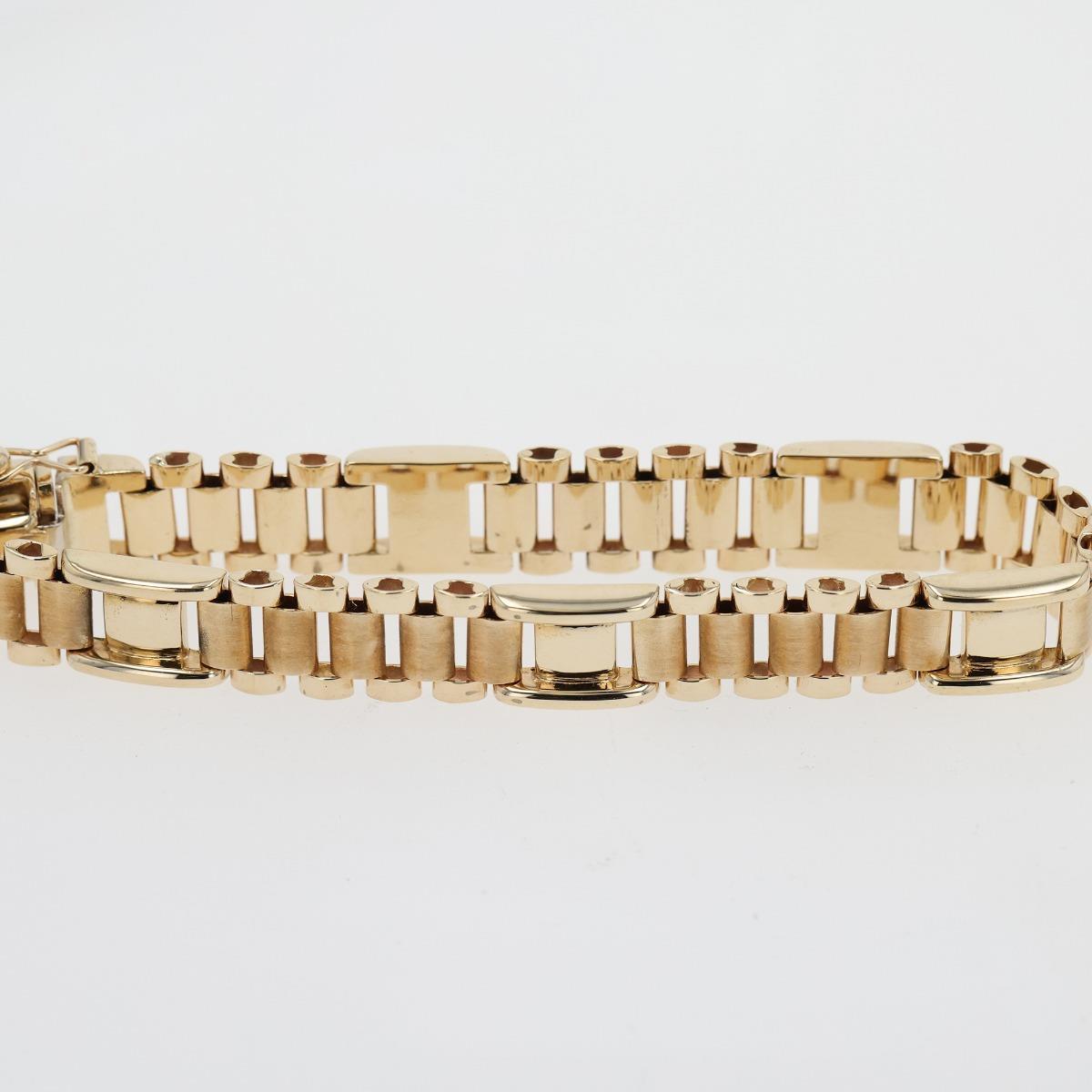 14KT Gold Multi-Finish Link Bracelet