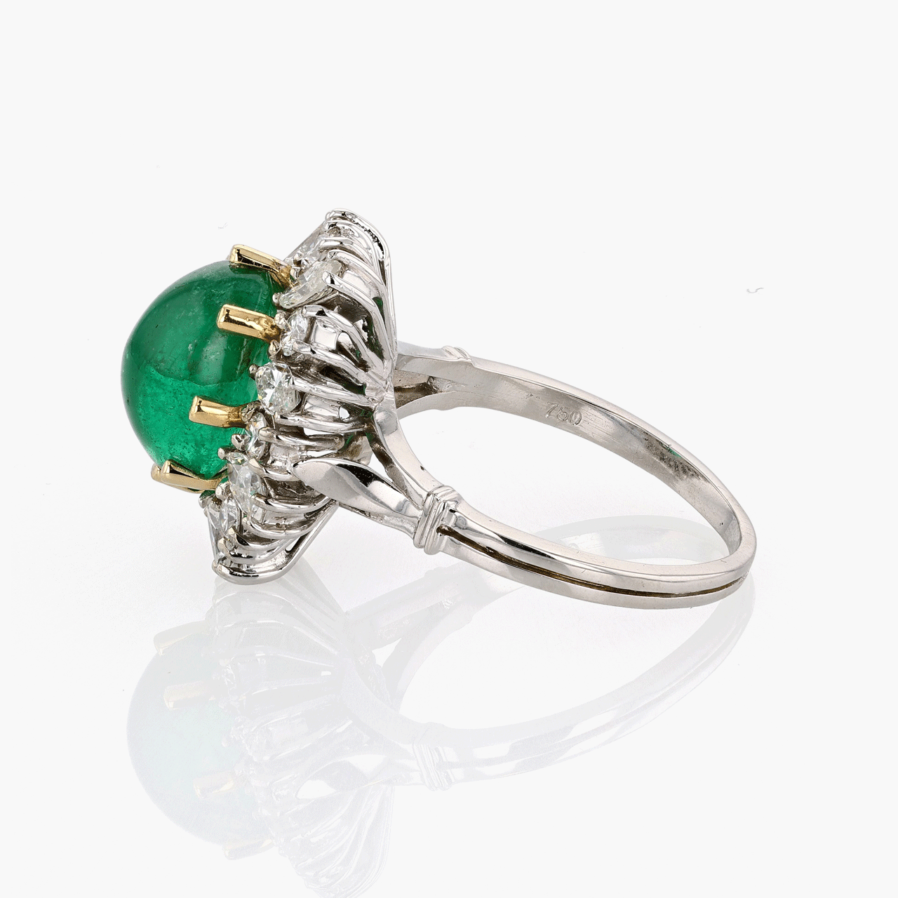 18k Gold Emerald and Diamond Ring