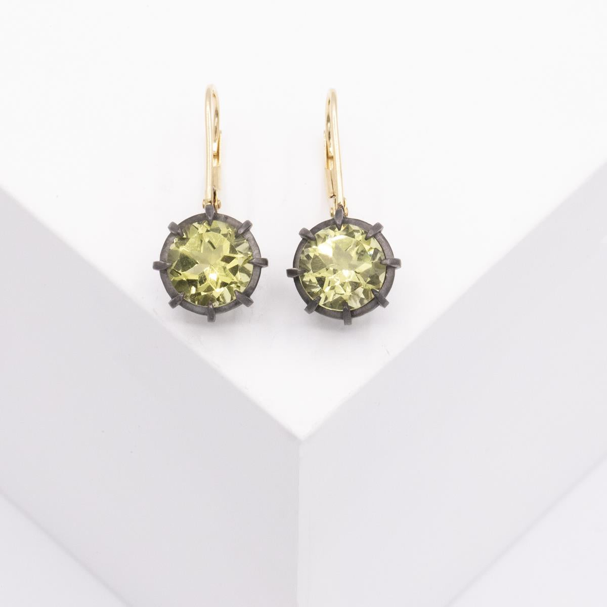 Gemma Collection 14KT Gold Lemon Quartz Kidney Back Drop Earrings