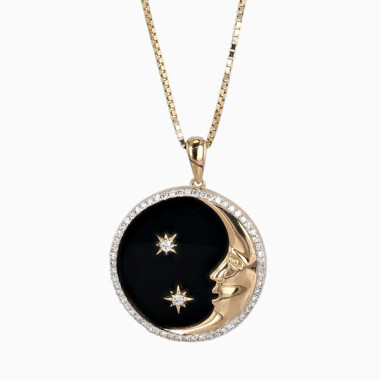Gold, Diamond, and Onyx Pendant Necklace