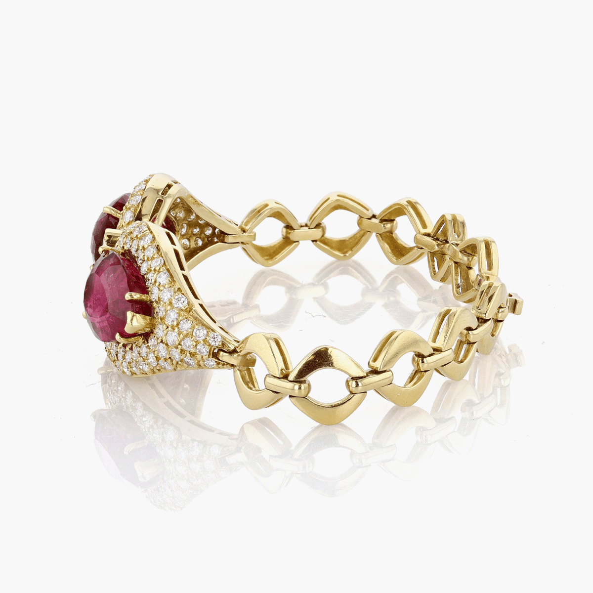 Gold, Diamond, and Rubellite Bracelet