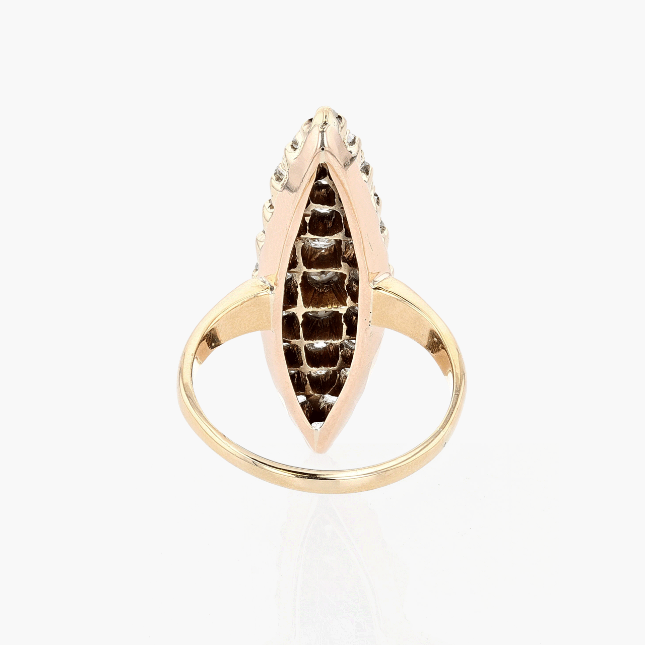 Gold and Rose Gold Victorian Navette Ring