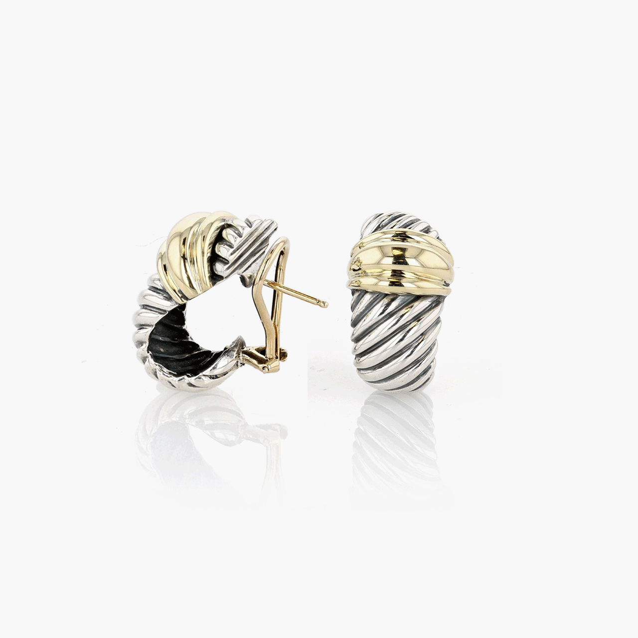 Gold and Silver David Yurman Cable Earrings
