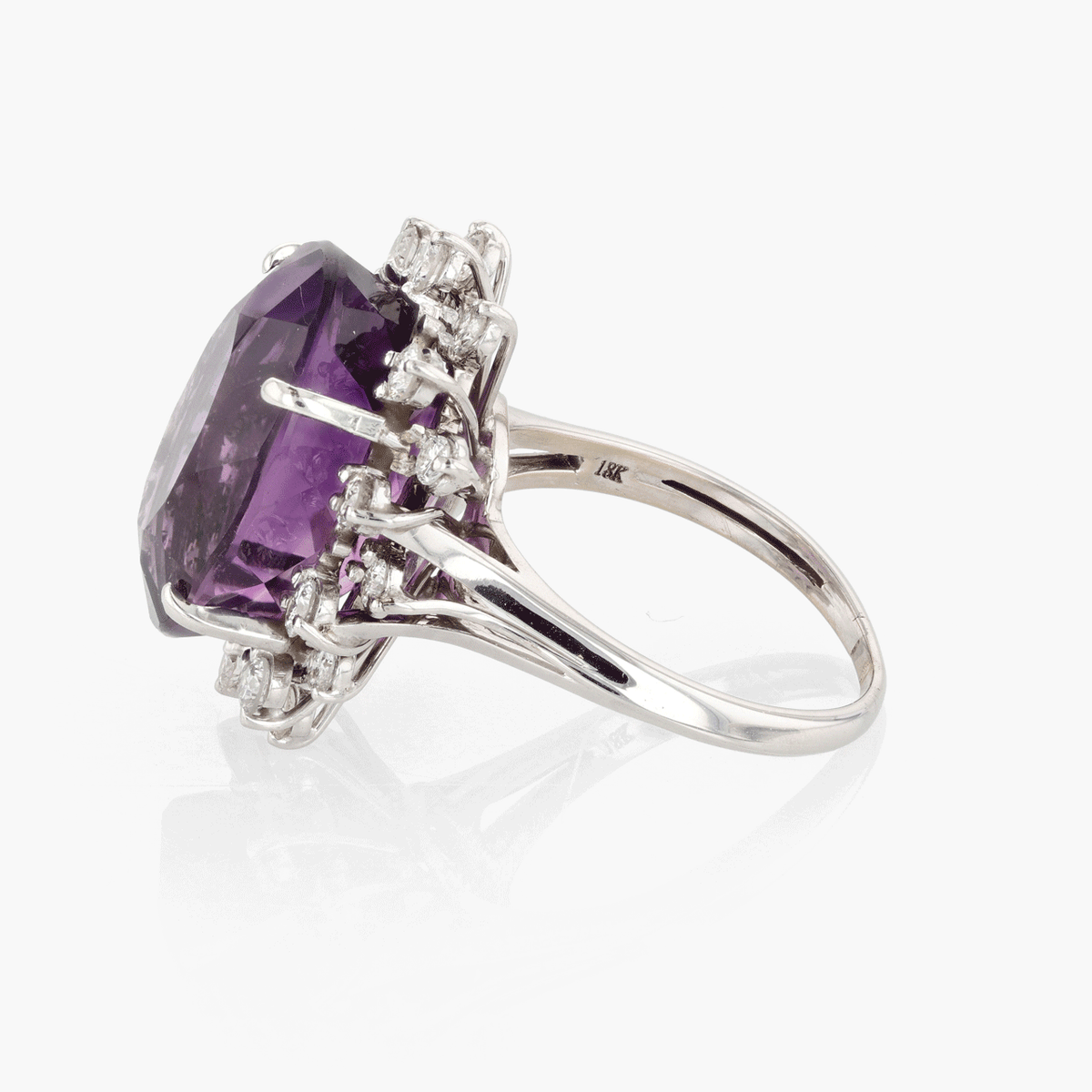 White Gold, Amethyst, and Diamond Ring