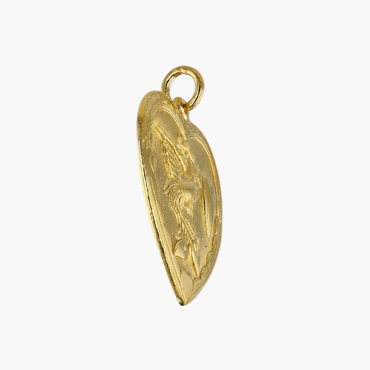 22 Karat Gold Dragon and Phoenix Heart Shaped Charm