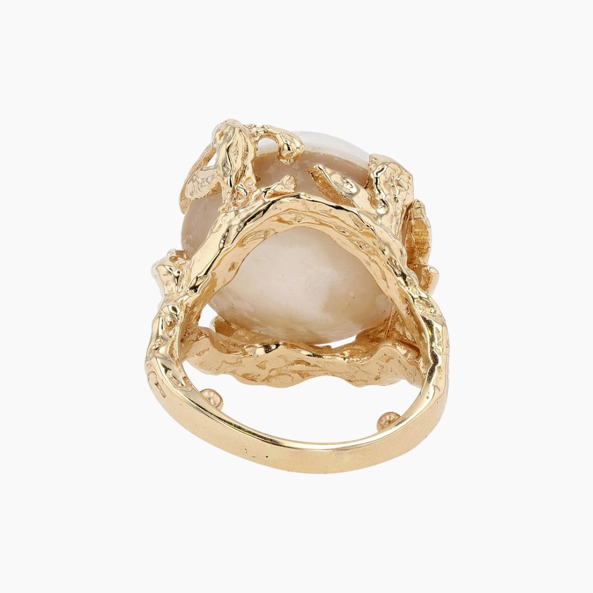 Vintage 14KT Gold 18mm Mabe Pearl Ring