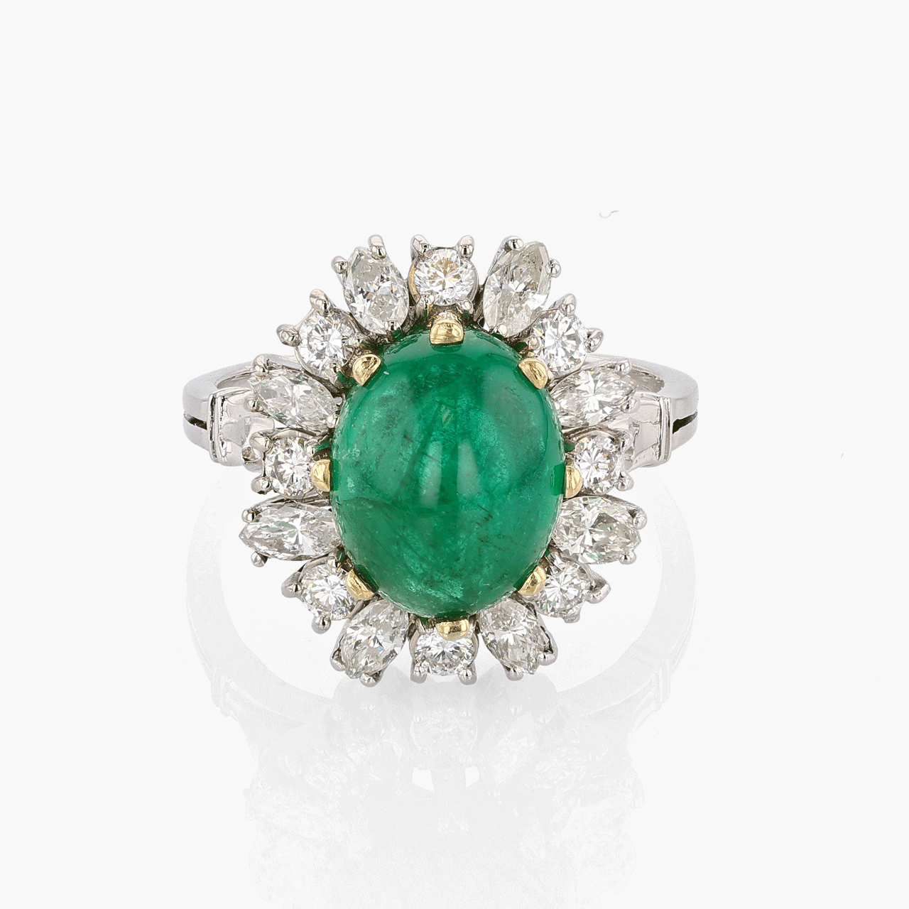 18k Gold Emerald and Diamond Ring