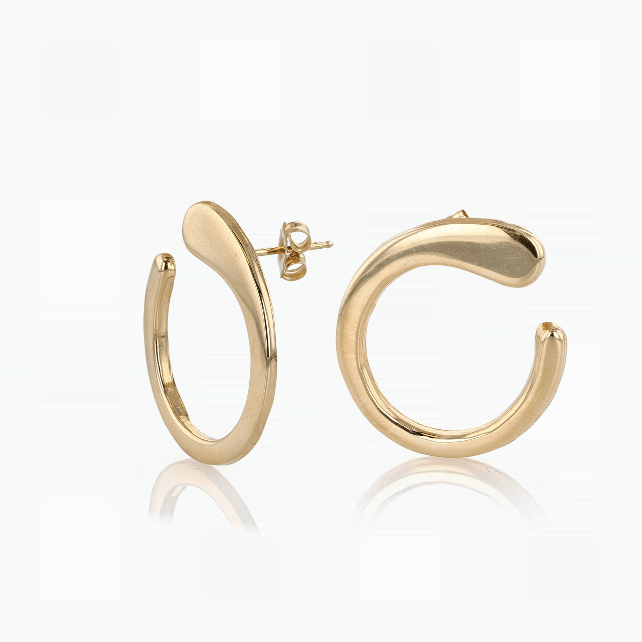 Gold High Polish Circle Swirl Earrings