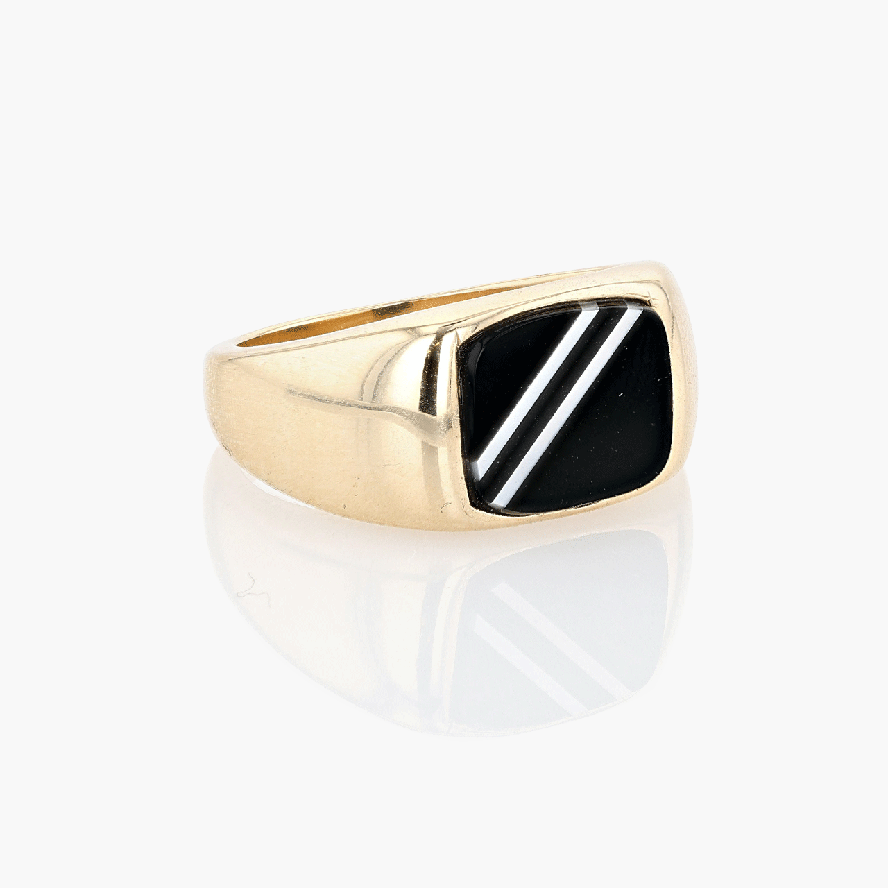 10k Yellow Gold and Black Onyx Signet Ring Ca1950's