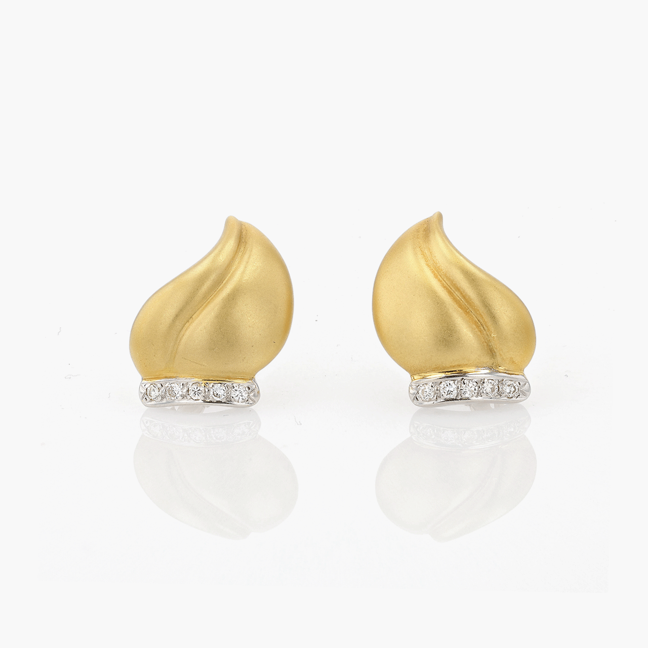 Gold, White Gold and Diamond Torch Form Earrings