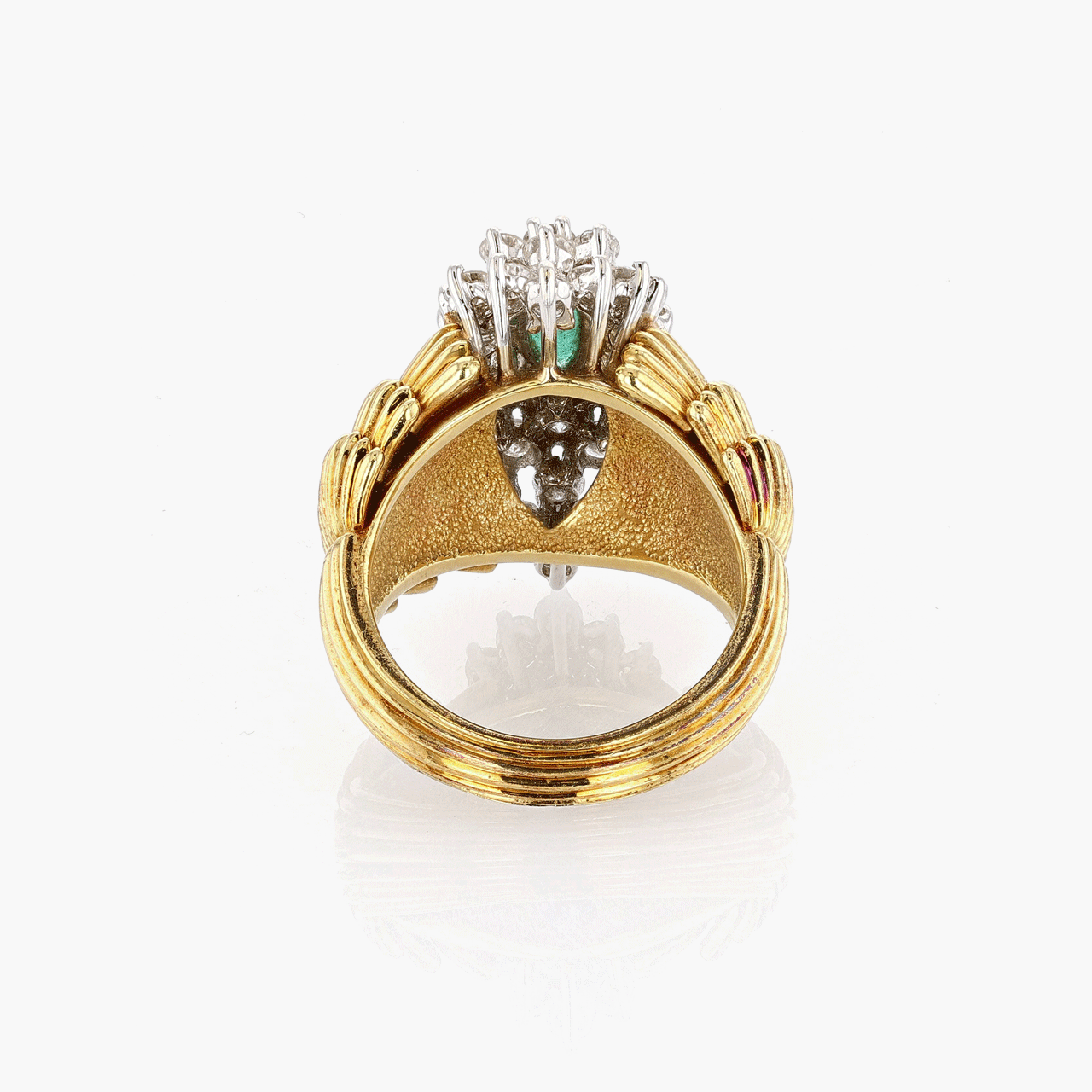 Gold, White Gold, Emerald, and Diamond Ring
