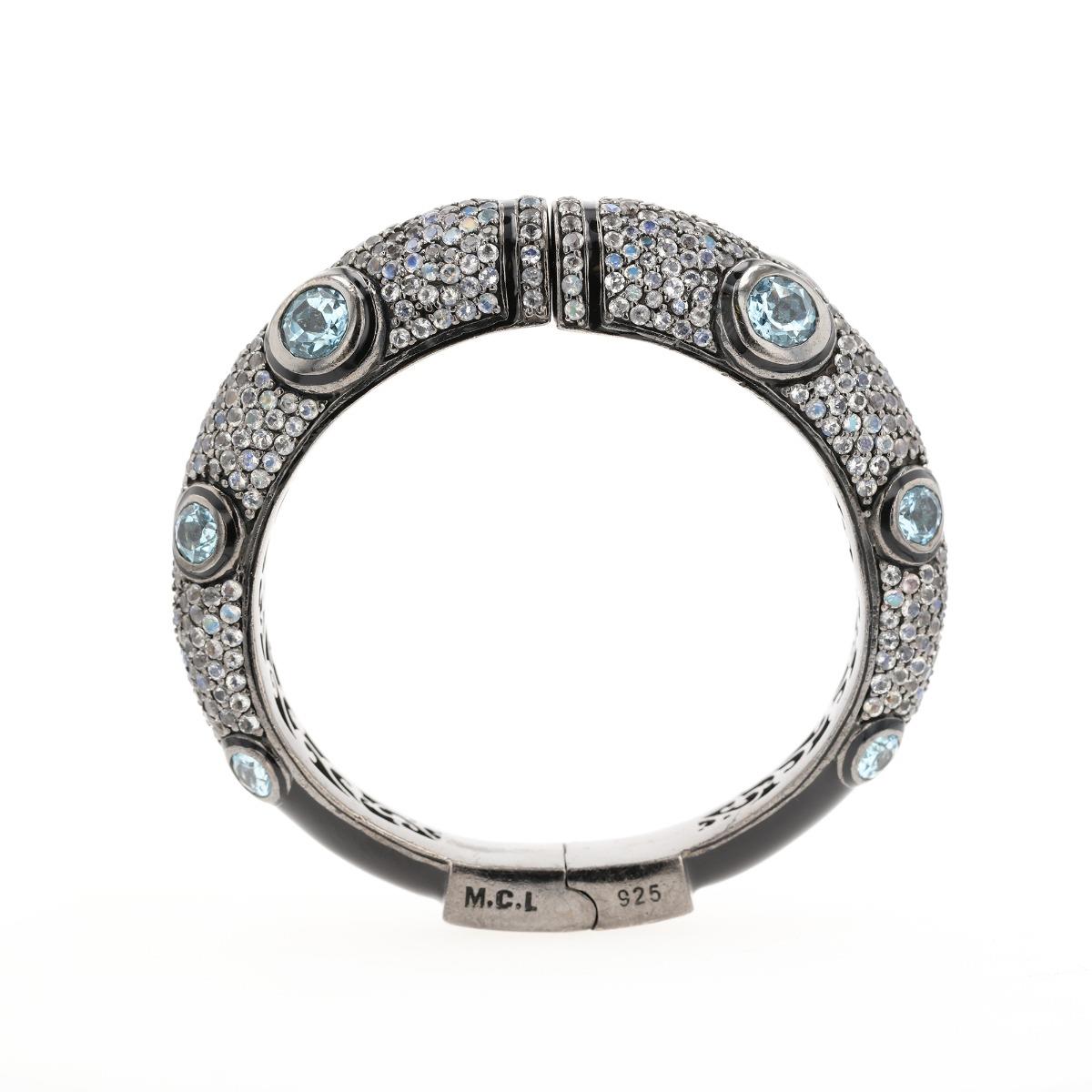 Matthew Campbell Laurenza Sterling Silver Topaz & Sapphire Bangle