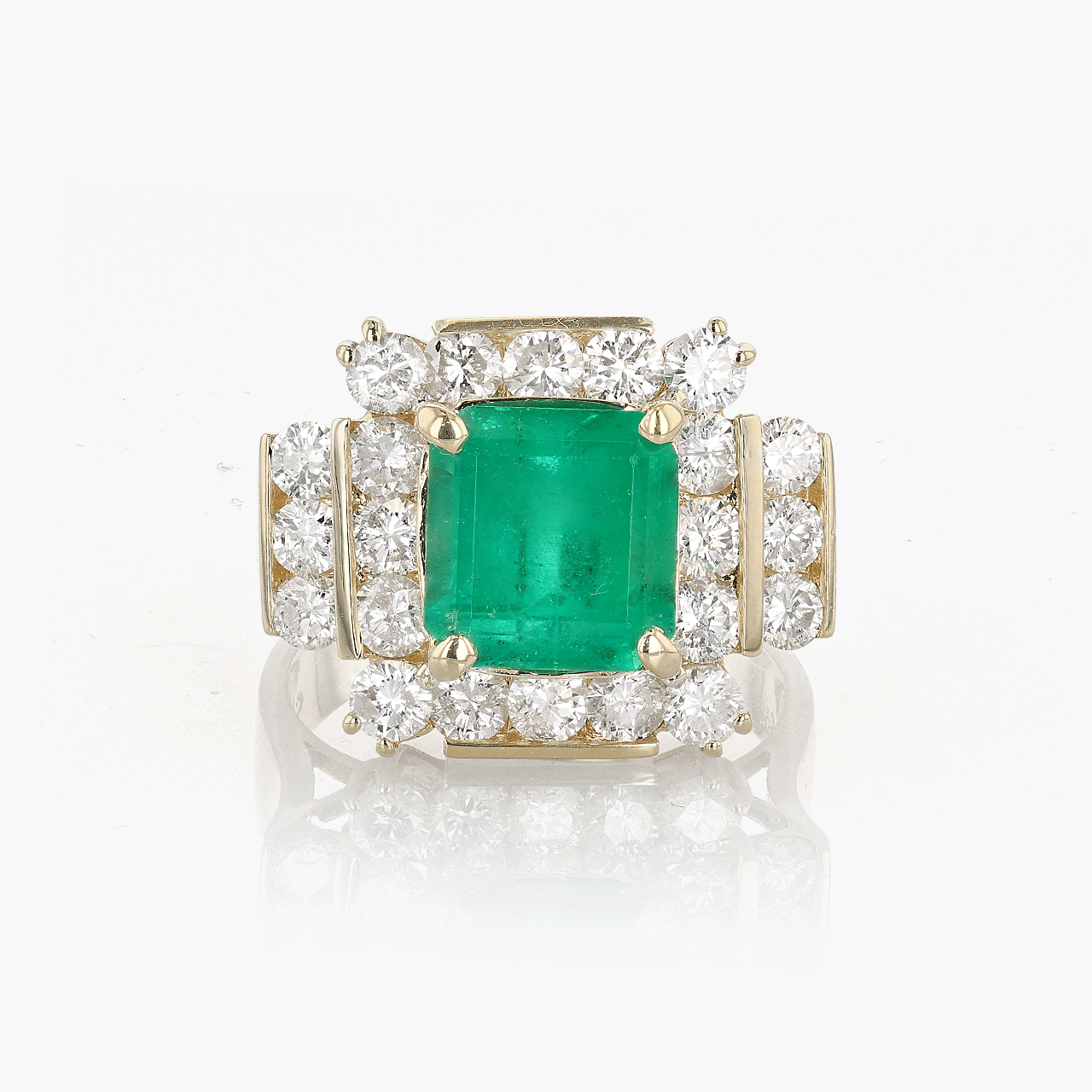 Gold, Emerald, and Diamond Ring
