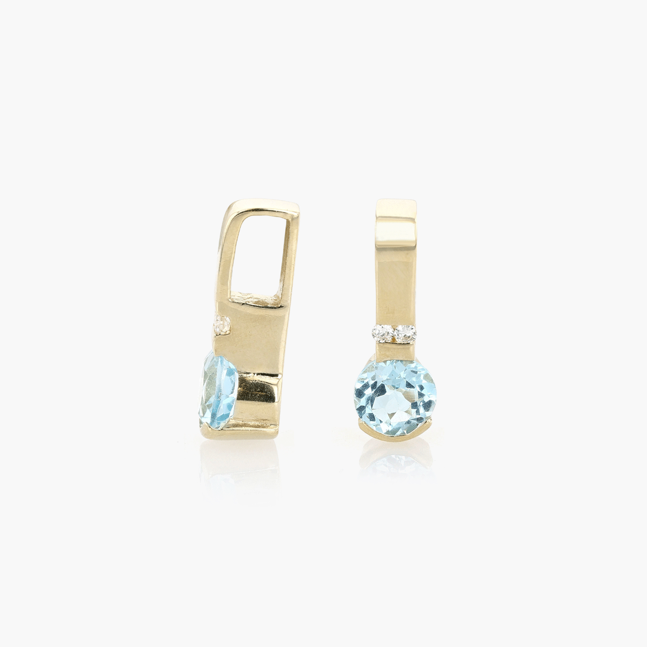 Gold and Blue Topaz Necklace Slide Pendant