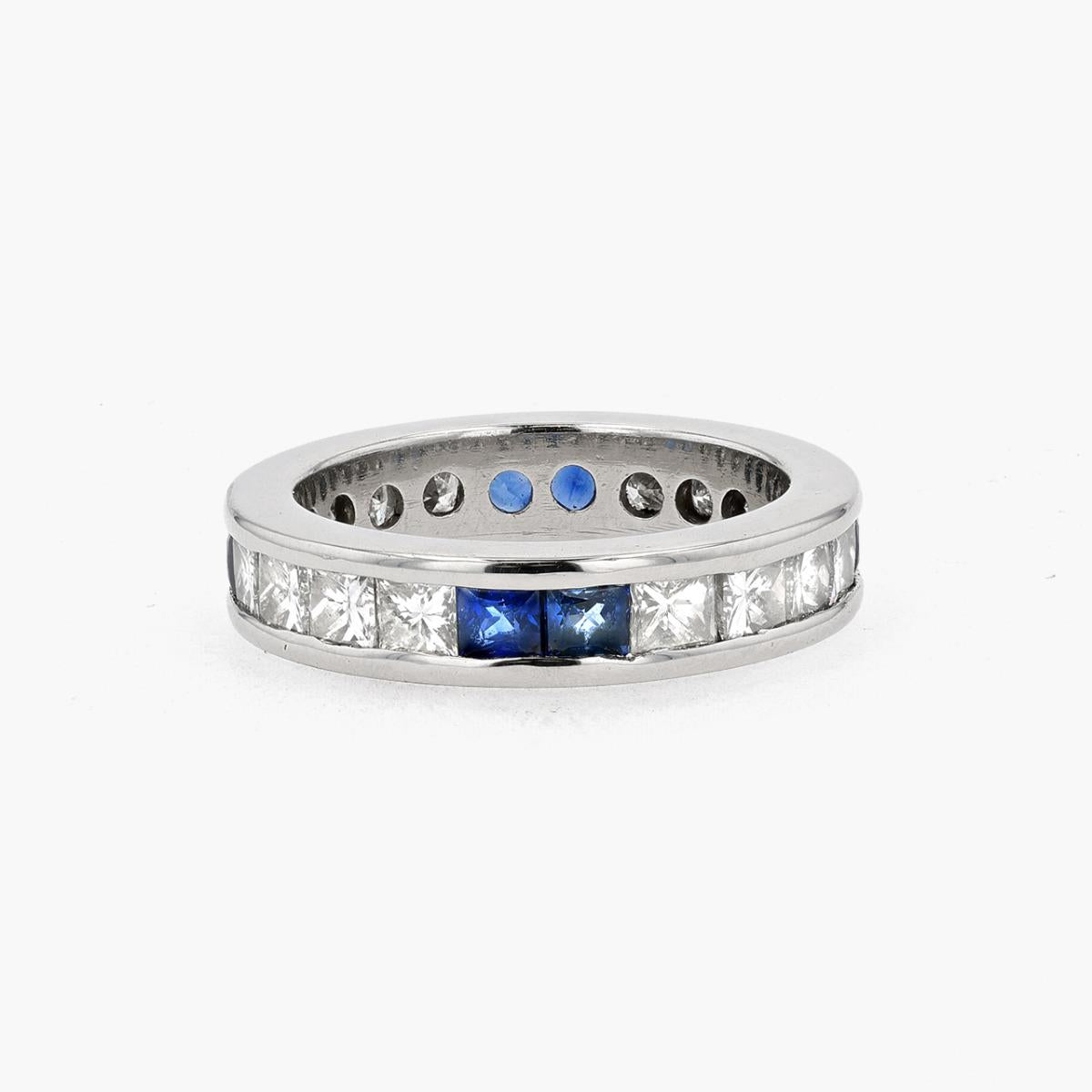Platinum Diamond And Sapphire Eternity Band