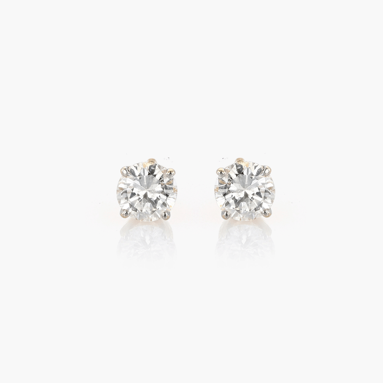 Gold and Diamond Stud Earrings