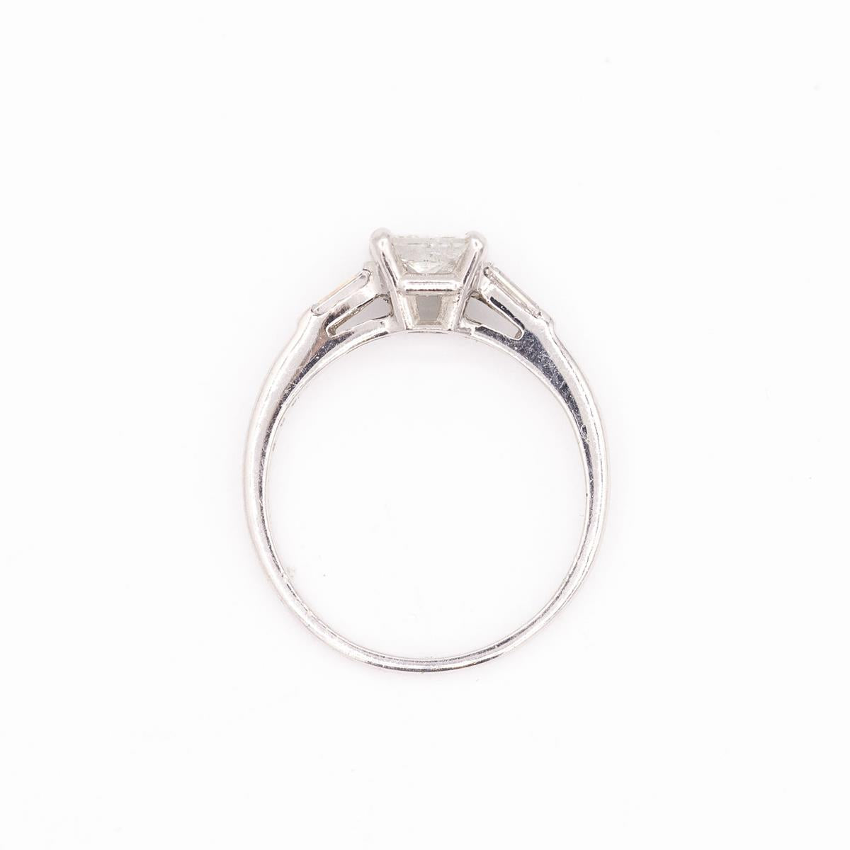 Vintage Platinum Princess Cut Engagement Ring