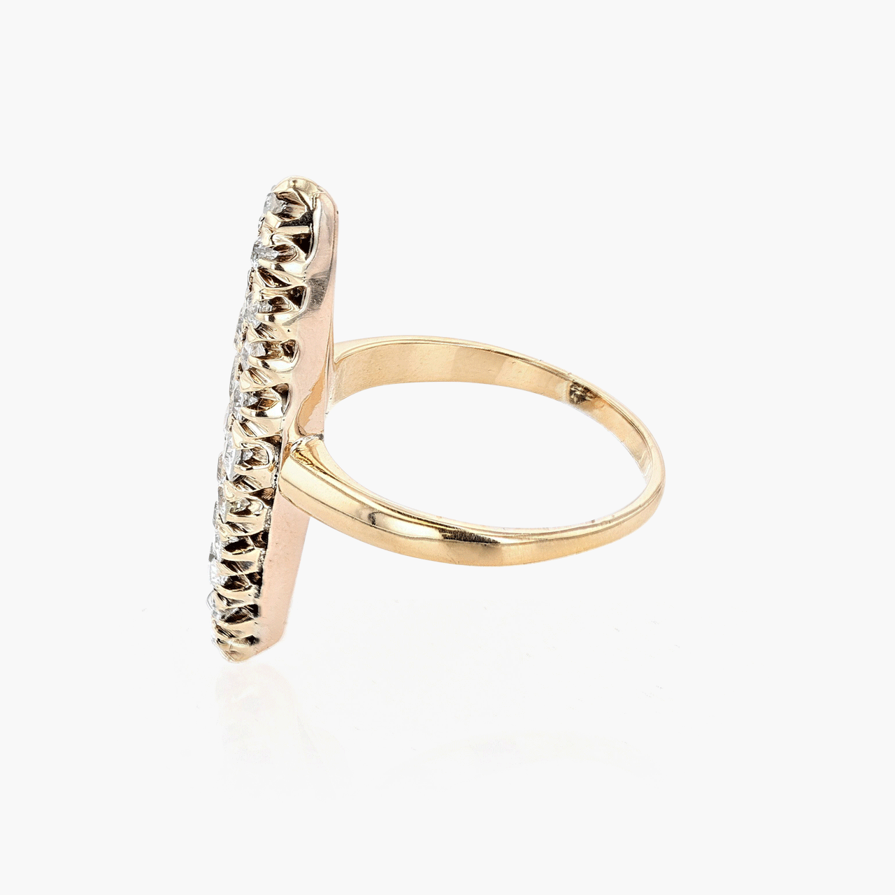 Gold and Rose Gold Victorian Navette Ring