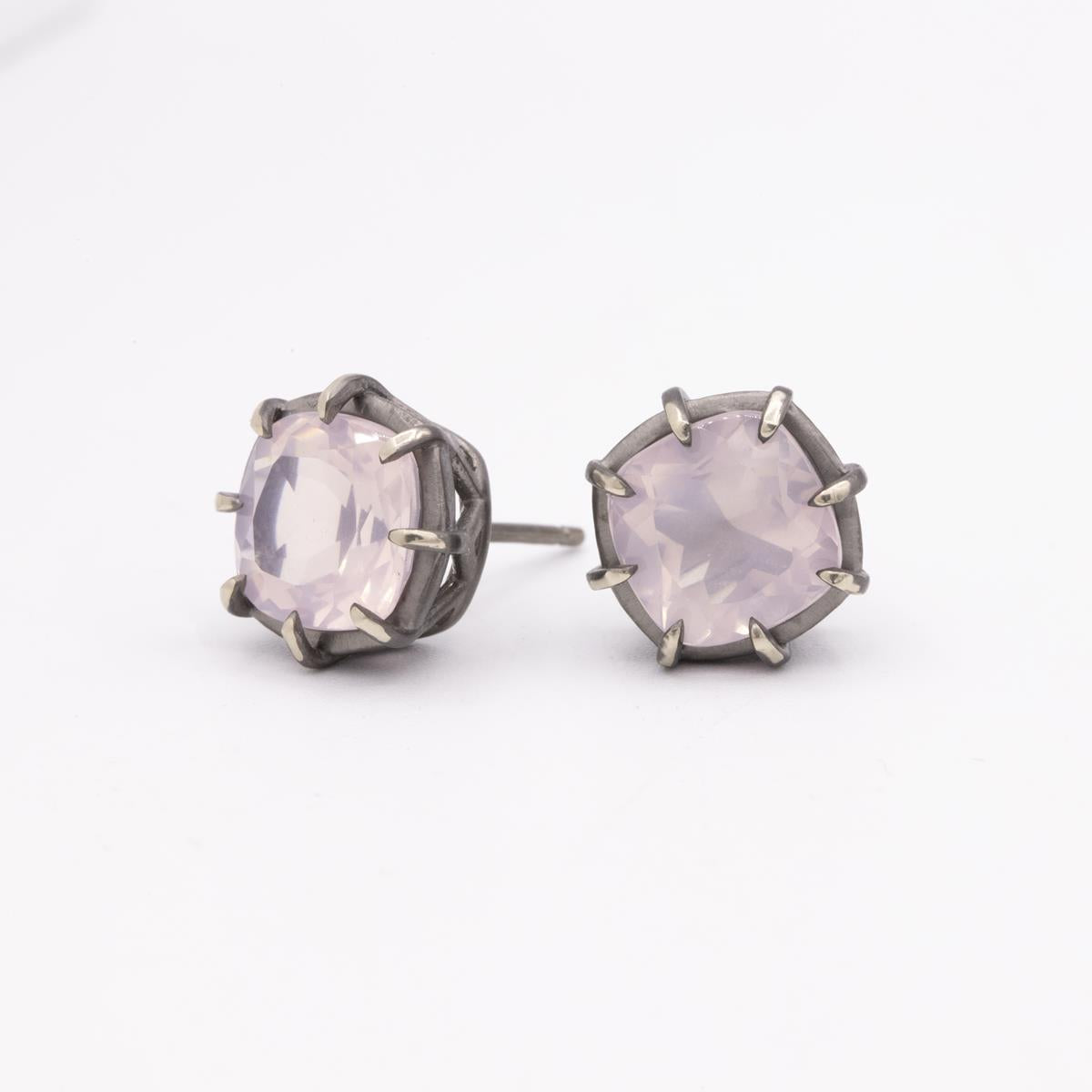 Gemma Collection 14KT Gold Rose Quartz Pushback Stud Earrings