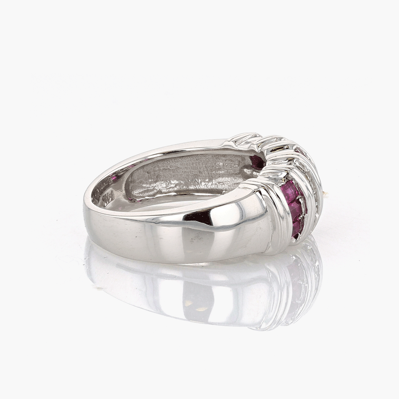 White Gold, Diamond, and Ruby Cocktail Ring