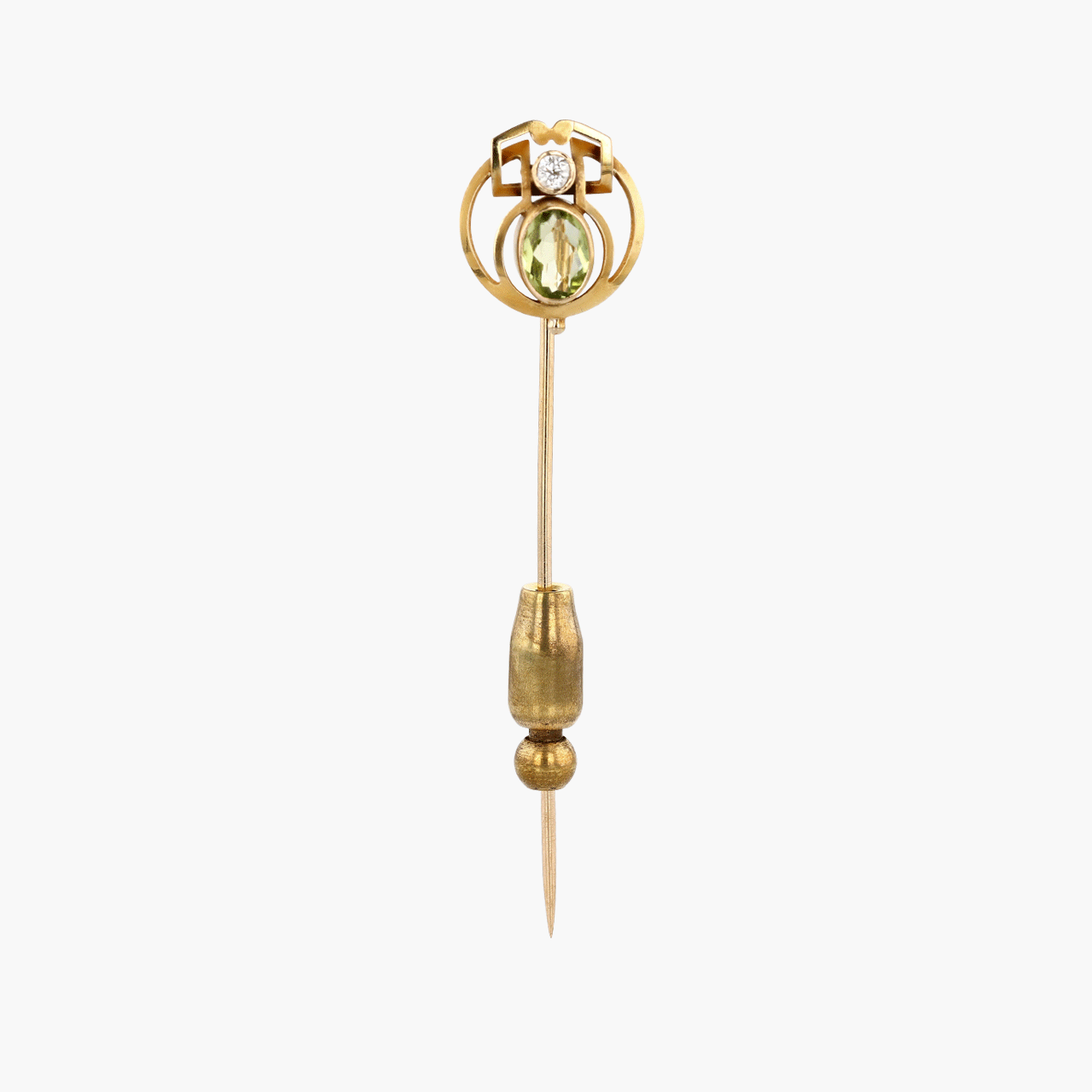 Gold, Diamond, and Faceted Glass Stick Pin