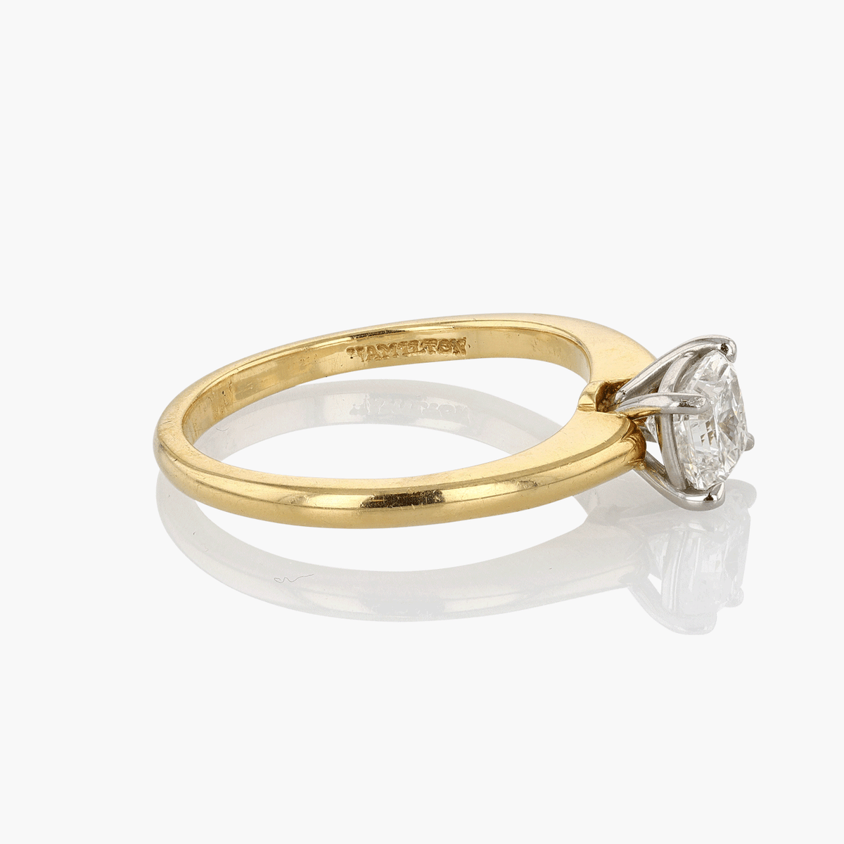 Vintage Platinum & 18Kt Radiant Cut Diamond Ring