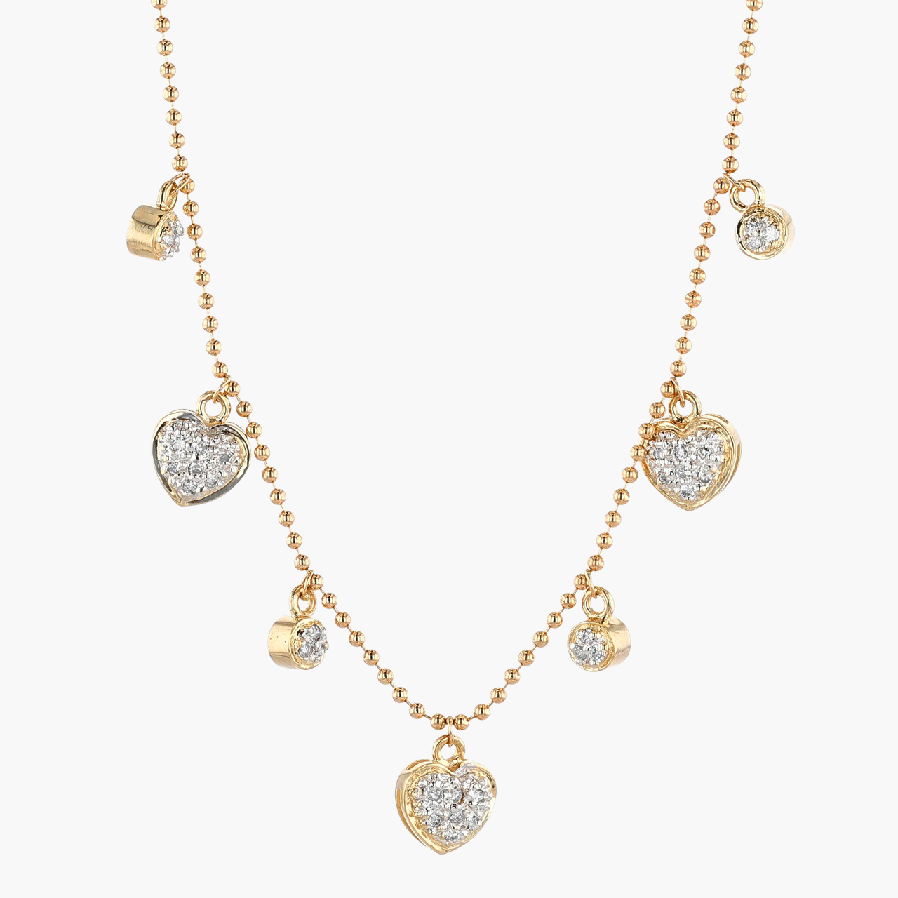 Gold and Diamond Beaded Chain Station Necklace