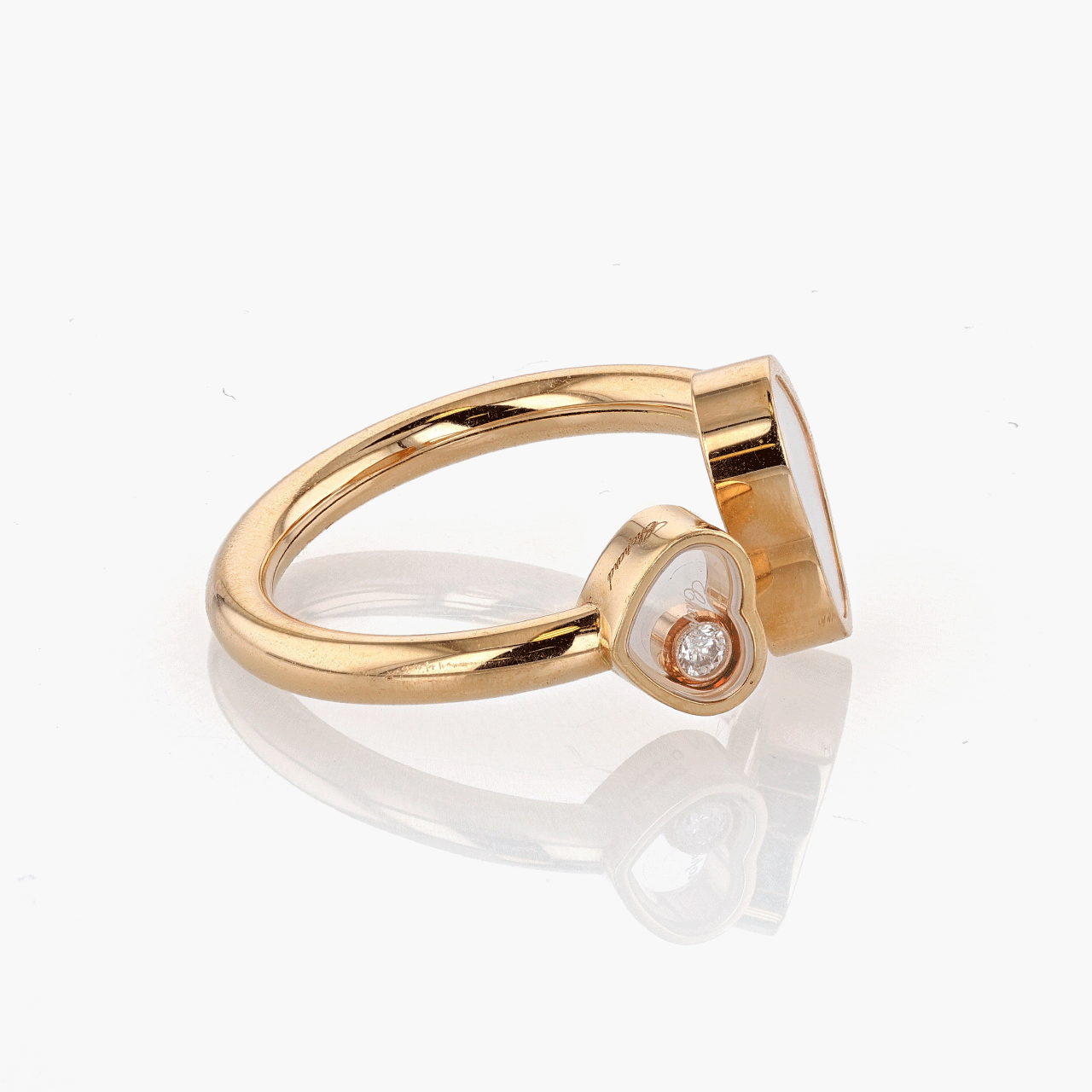 Chopard Rose Gold, Mother-Of-Pearl, and Diamond Happy Hearts Ring