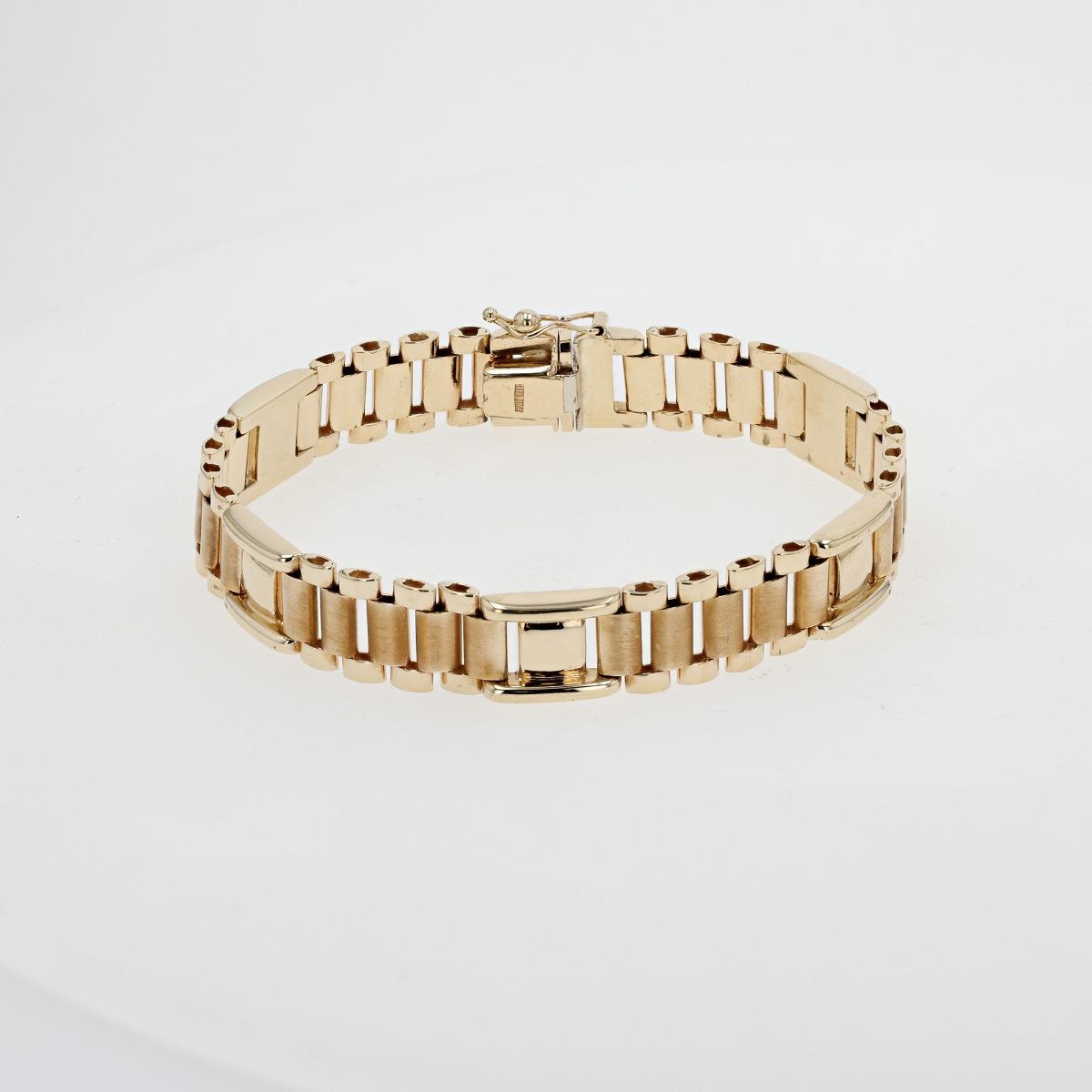 14KT Gold Multi-Finish Link Bracelet