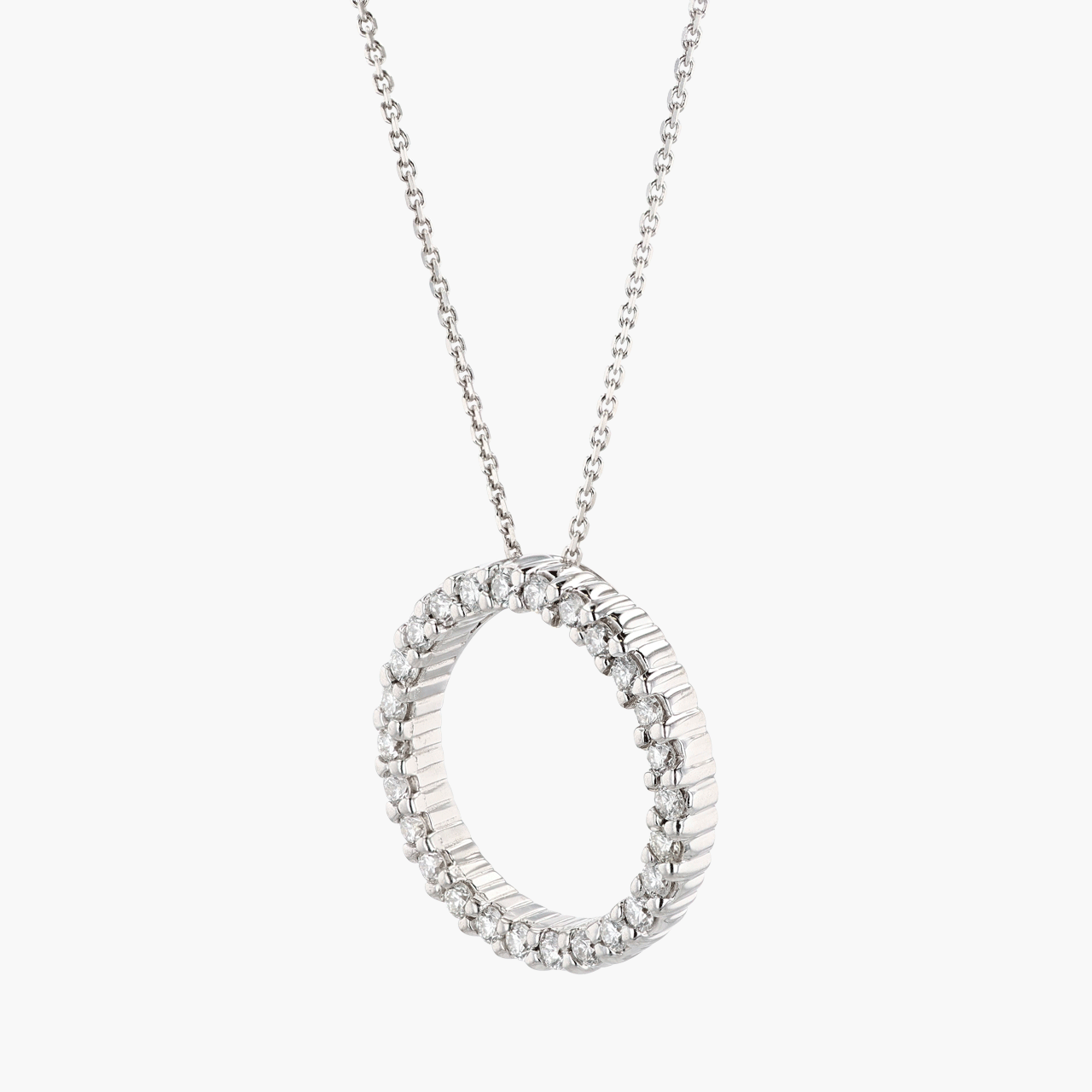 White Gold and Diamond Circle Pendant